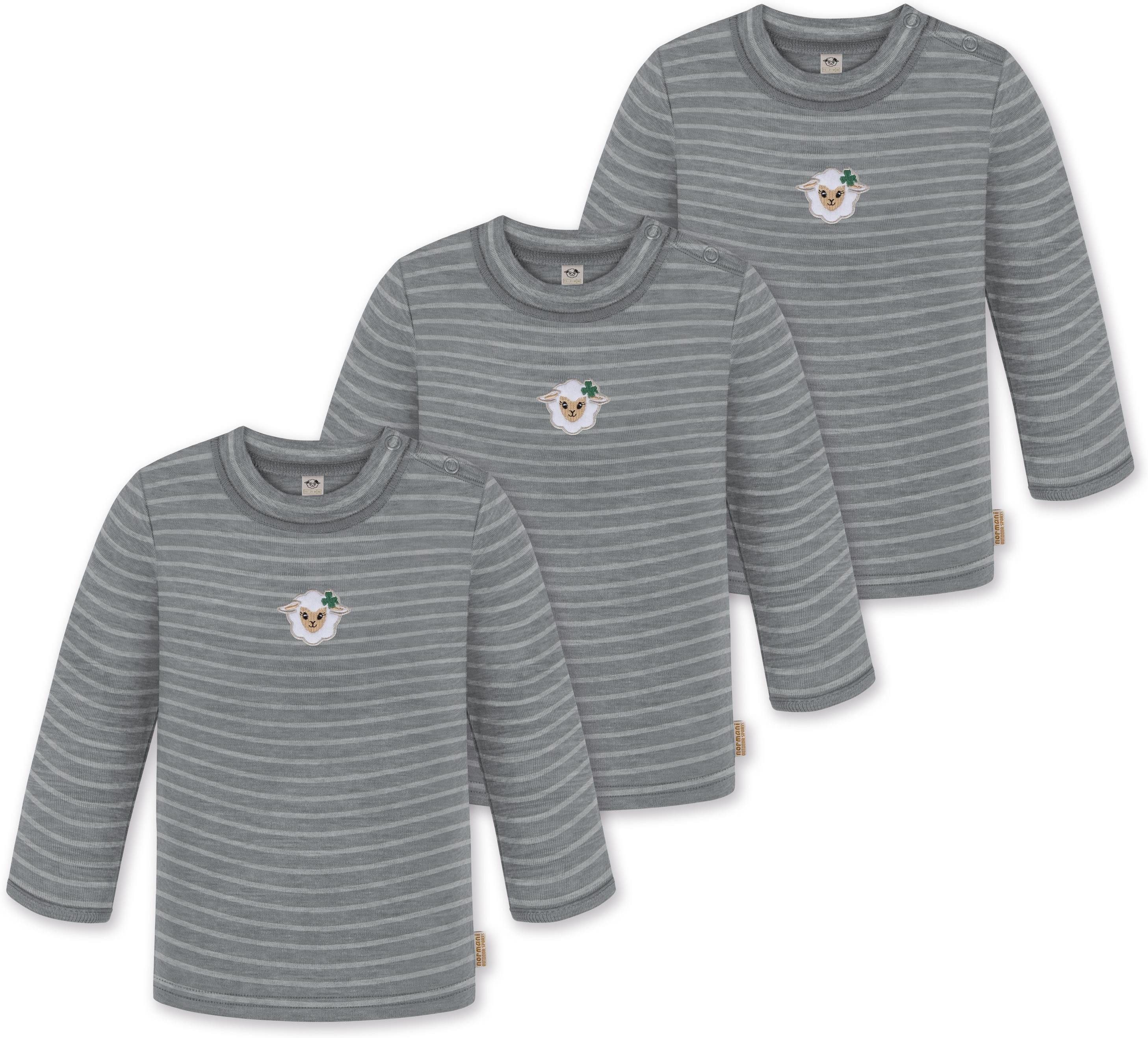 normani Langarmwickelbody 3er Pack Baby Merino Longsleeve Taupo Kinder Merino Winter Pullover Langarm Shirt aus 100 % Merinowolle