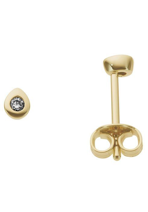 Paar Ohrstecker Schmuck Geschenk Gold 333 Ohrschmuck Tropfen Solitär