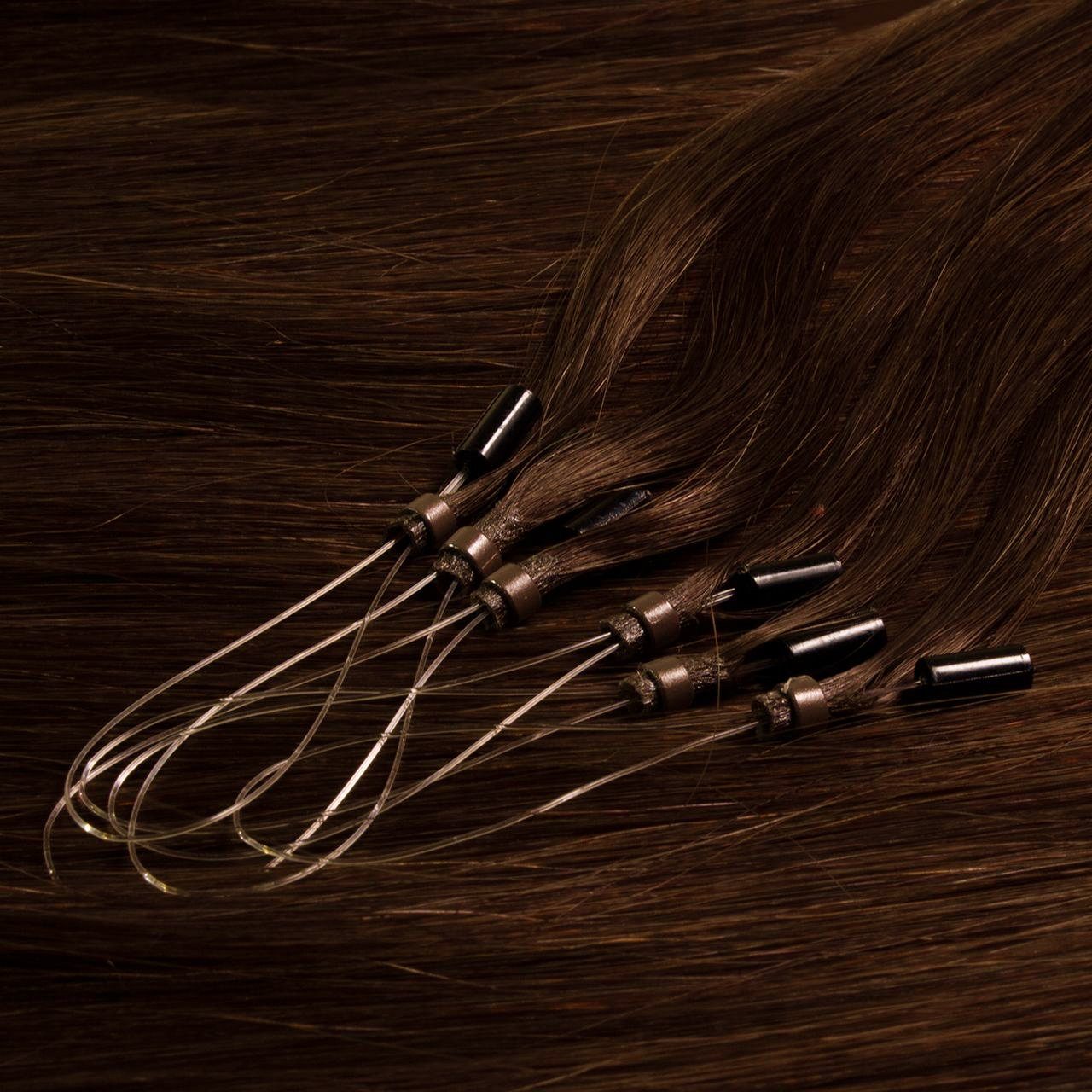 hair2heart Echthaar-Extension Microring Extensions #6/3 Premium Dunkelblond Gold 40cm