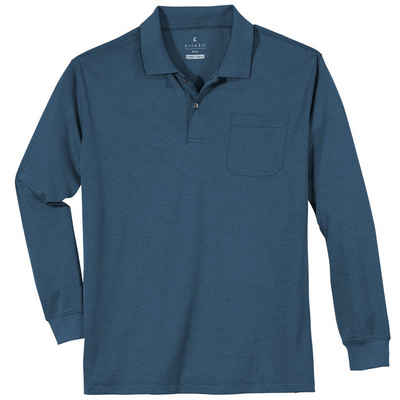 Kitaro Langarm-Poloshirt Übergrößen Langarm-Poloshirt capriblau easy care Kitaro