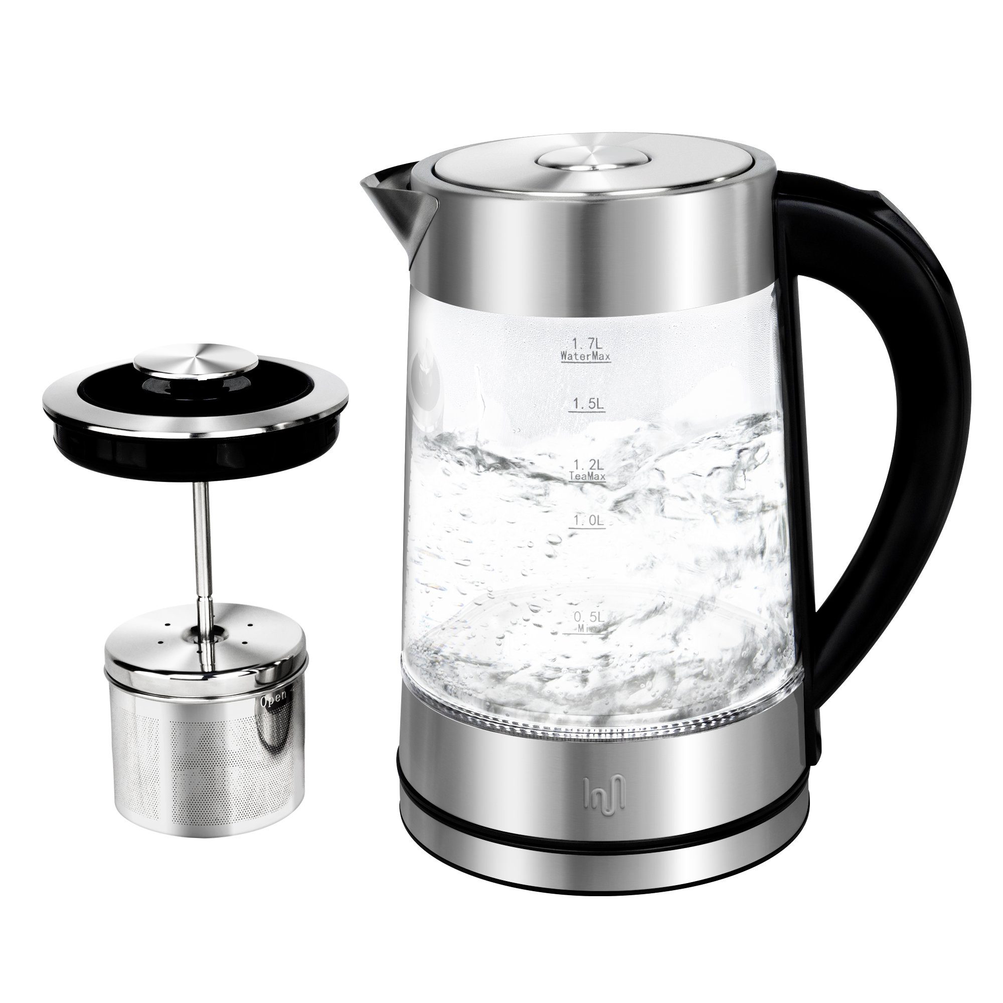 GS-Zert., Wasser-/Teekocher Teesieb W Glas mitTemp.-Einstellung, Wasserkocher & Impolio Süd TÜV 2200