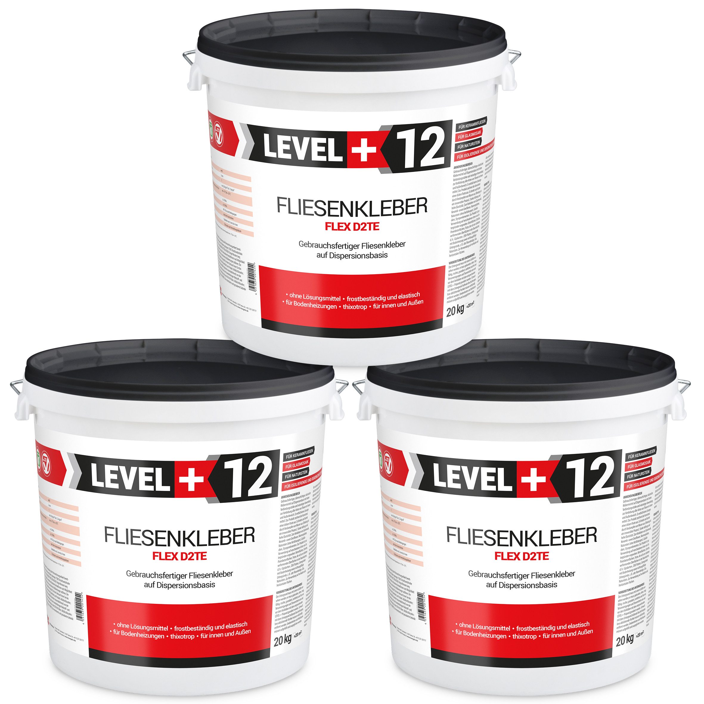 Level+ Dispersionskleber LEVEL+ Fliesenkleber Fertig Dispersionkleber Flexmörtel L+12 - 60KG
