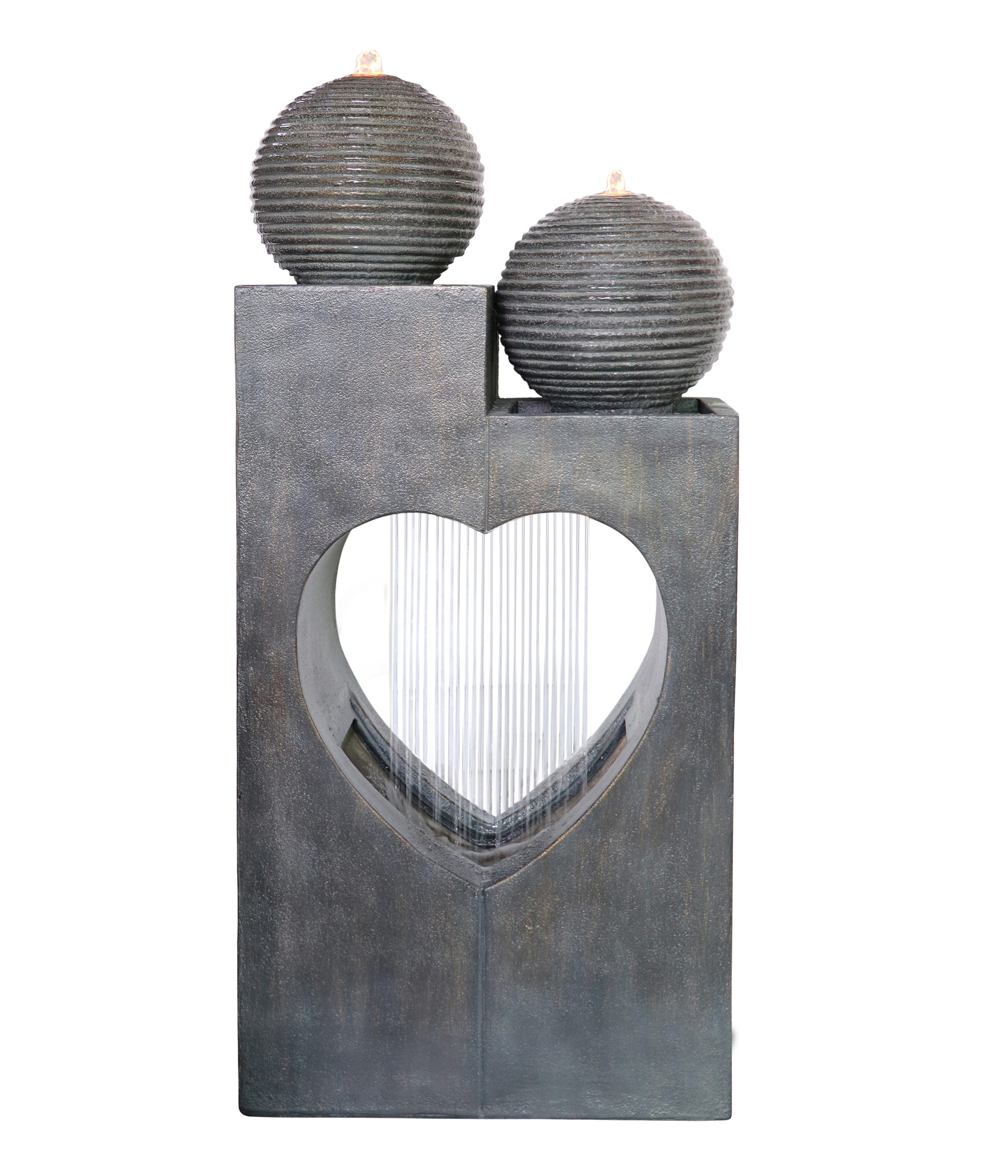 Dehner Gartenbrunnen Amor, mit warmweißer LED-Beleuchtung, 46.5 x 99 x 23.5 cm, Polyresin, romantischer Outdoor-Brunnen im Komplettset inkl. Pumpe und Trafo