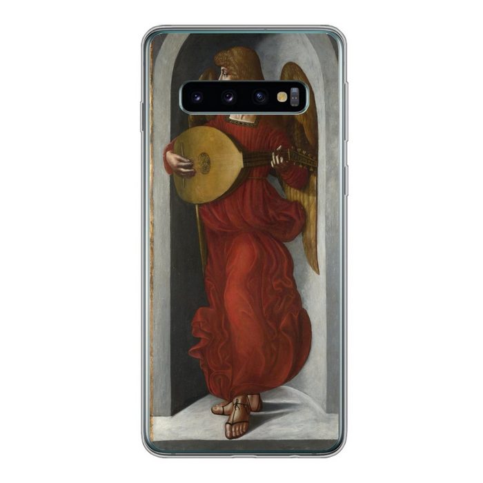 MuchoWow Handyhülle Ein Engel in Rot mit einer Laute - Leonardo da Vinci Phone Case Handyhülle Samsung Galaxy S10 Silikon Schutzhülle