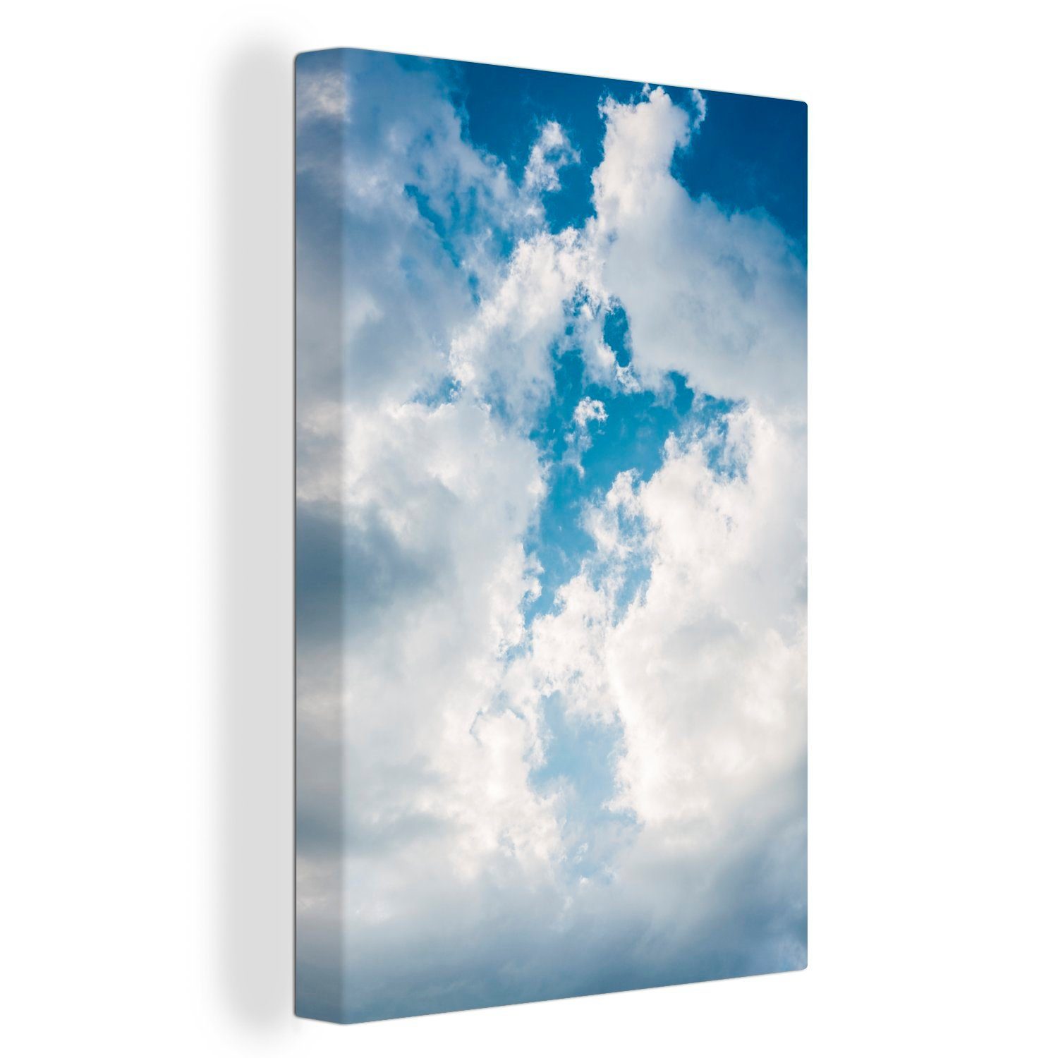 OneMillionCanvasses® Leinwandbild Blauer Himmel mit Wolken, (1 St), Leinwandbild fertig bespannt inkl. Zackenaufhänger, Gemälde, 20x30 cm