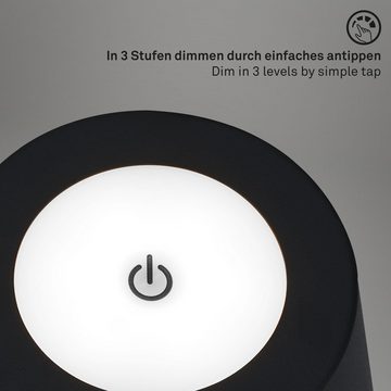 Briloner Leuchten LED Außen-Stehlampe 1438015, dimmbar, höhenverstellbar, Touch, USB-C Aufladung, Akku, LED fest verbaut, Warmweiß, Stehleuchte, 130 x 19 cm, Schwarz, 3,5W, Spritzwasserschutz, kabellos