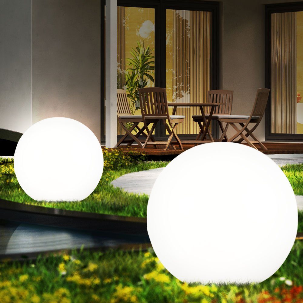 etc-shop LED Gartenleuchte, LED-Leuchtmittel fest Terrassen verbaut, Set Solar Garten Außen LED 7er RGB Farbwechsel Lampen Steck
