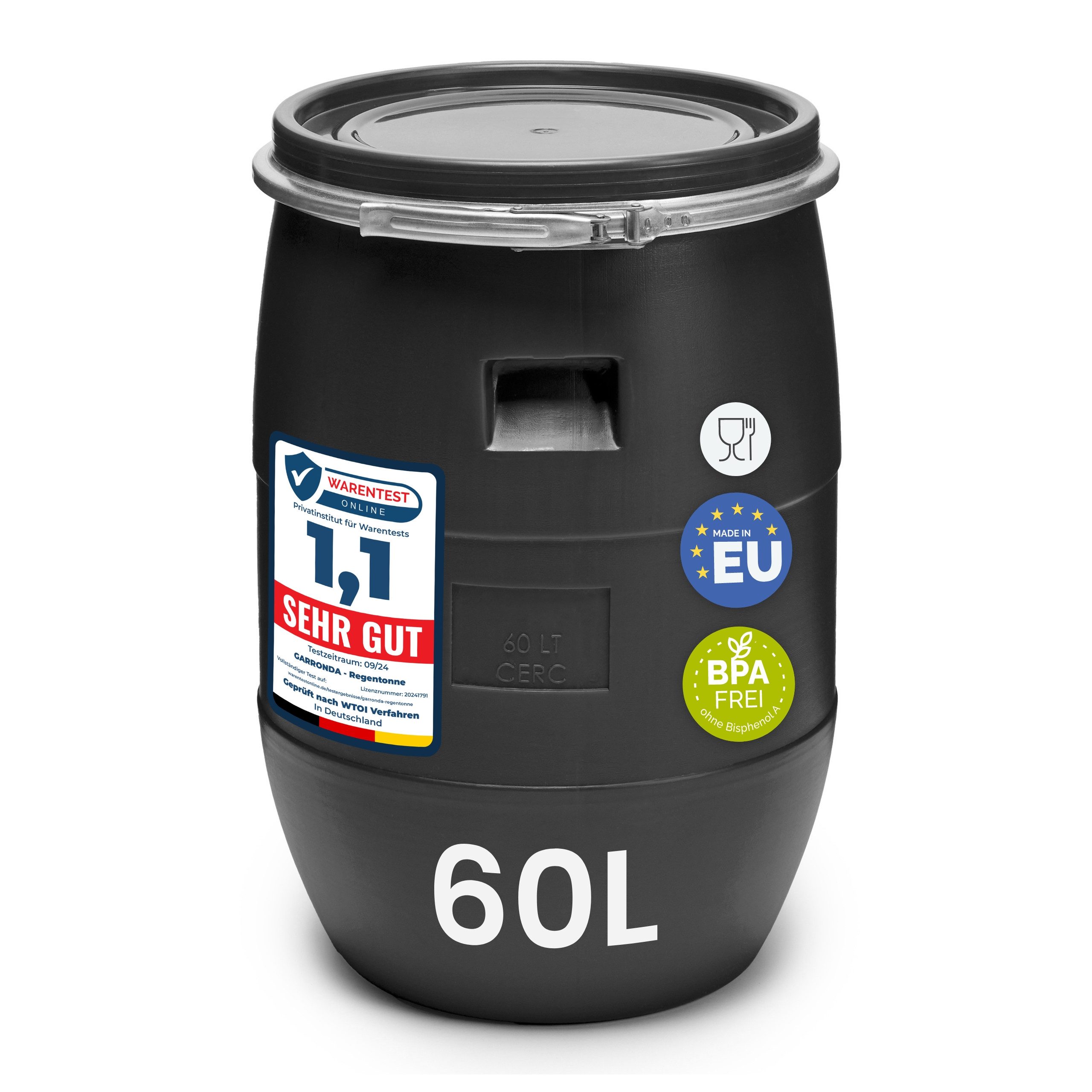 Garronda Regentonne 30L Plastikfass Lebensmittelfass Sauerkrautfass Hobbock Garten GD-0078, 30 l, (1-tlg) – Bild 2 von 5