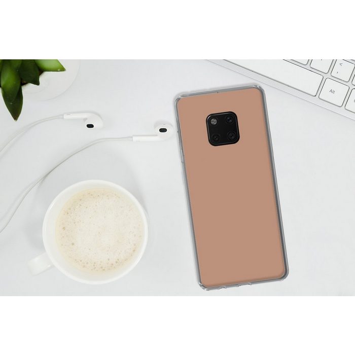 MuchoWow Handyhülle Beige - Farbe - Rosa Handyhülle Huawei Mate 20 Pro Handy Case Silikon Bumper Case OR11970