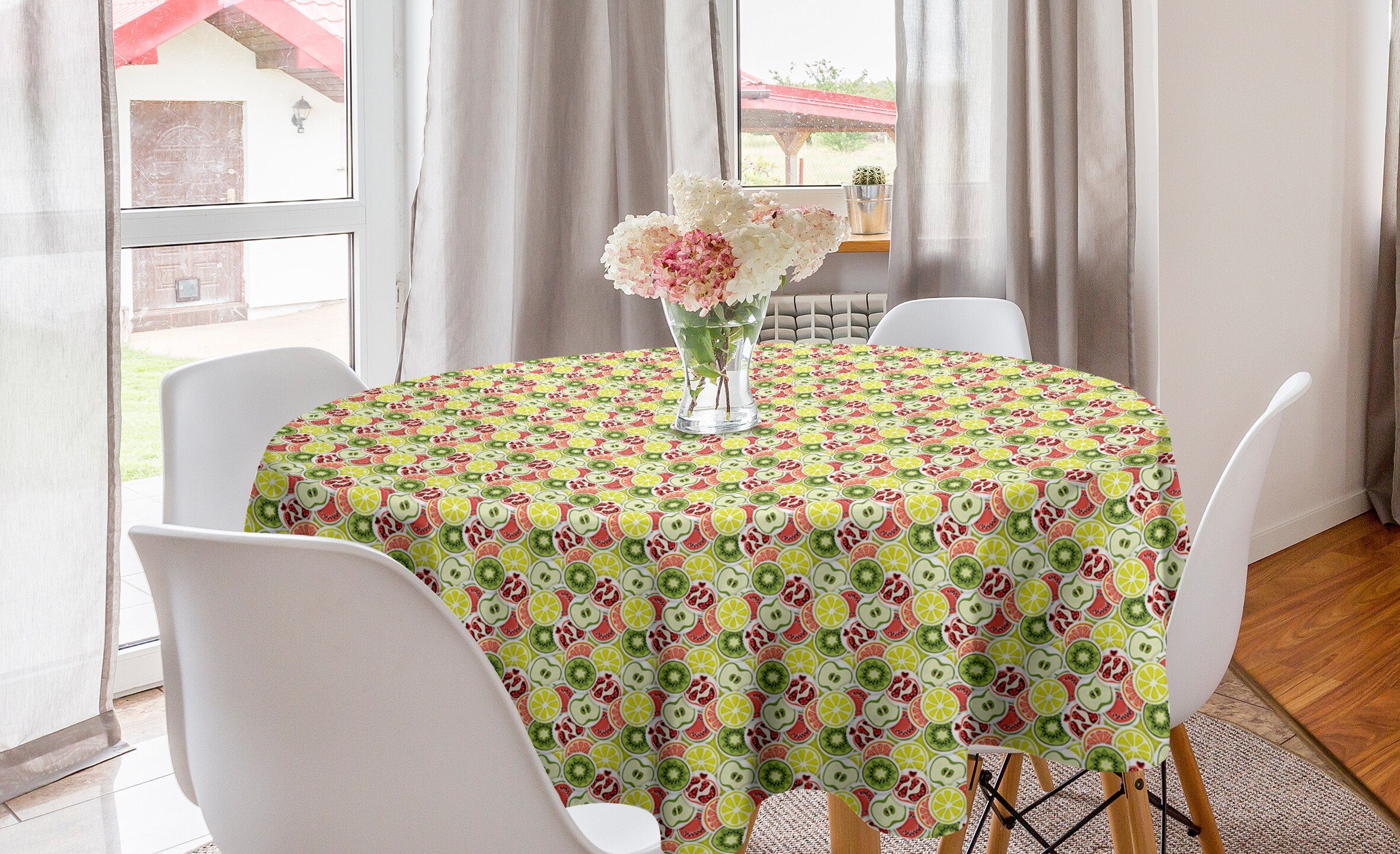Abakuhaus Tischdecke Kreis Tischdecke Abdeckung für Esszimmer Küche Dekoration, Obst Moderne Bio-Lebensmittel Runden | Tischdecken