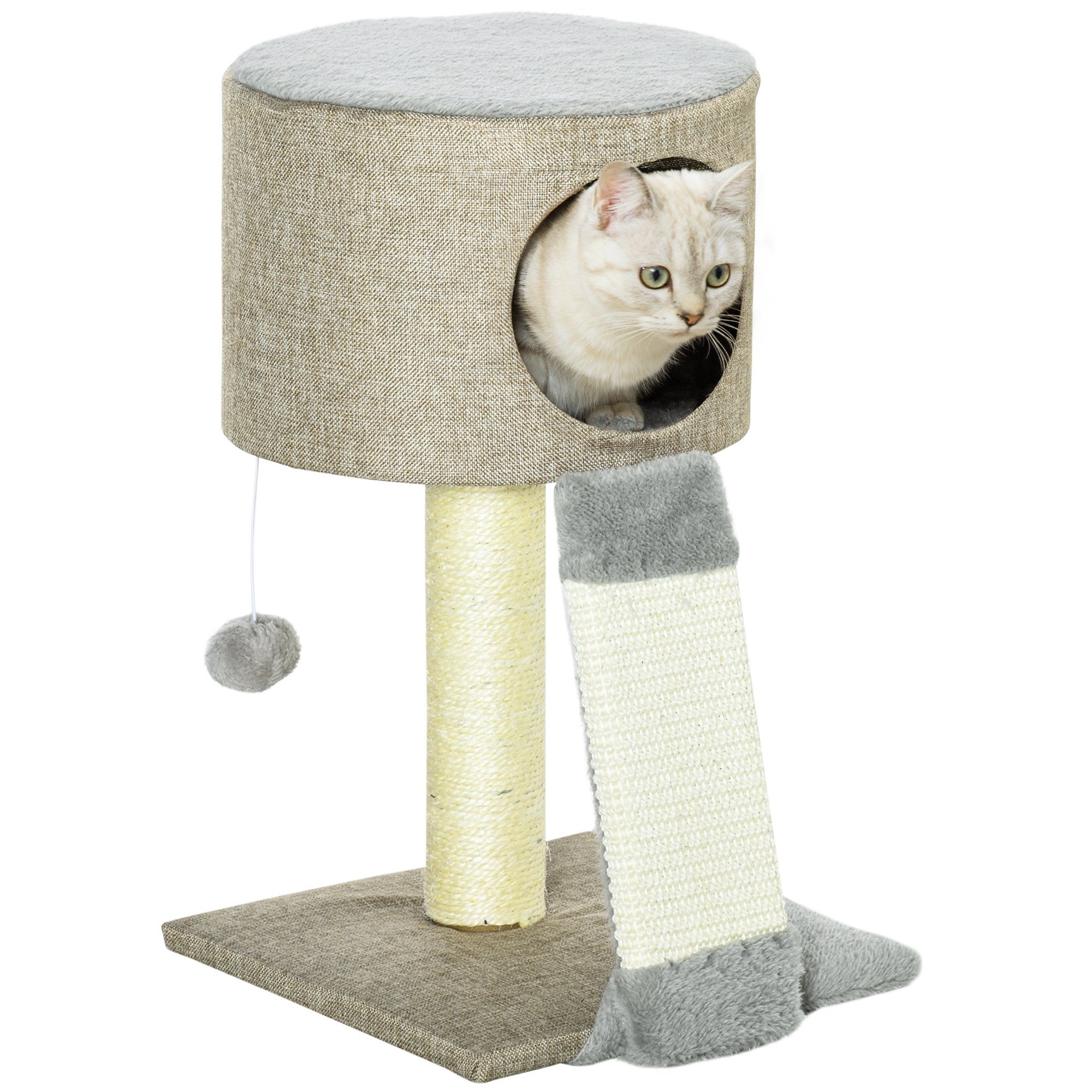 Kratzbaum Katzenbaum Katzenkiste Kletterbaum für Katzen mit Katzenball Grau