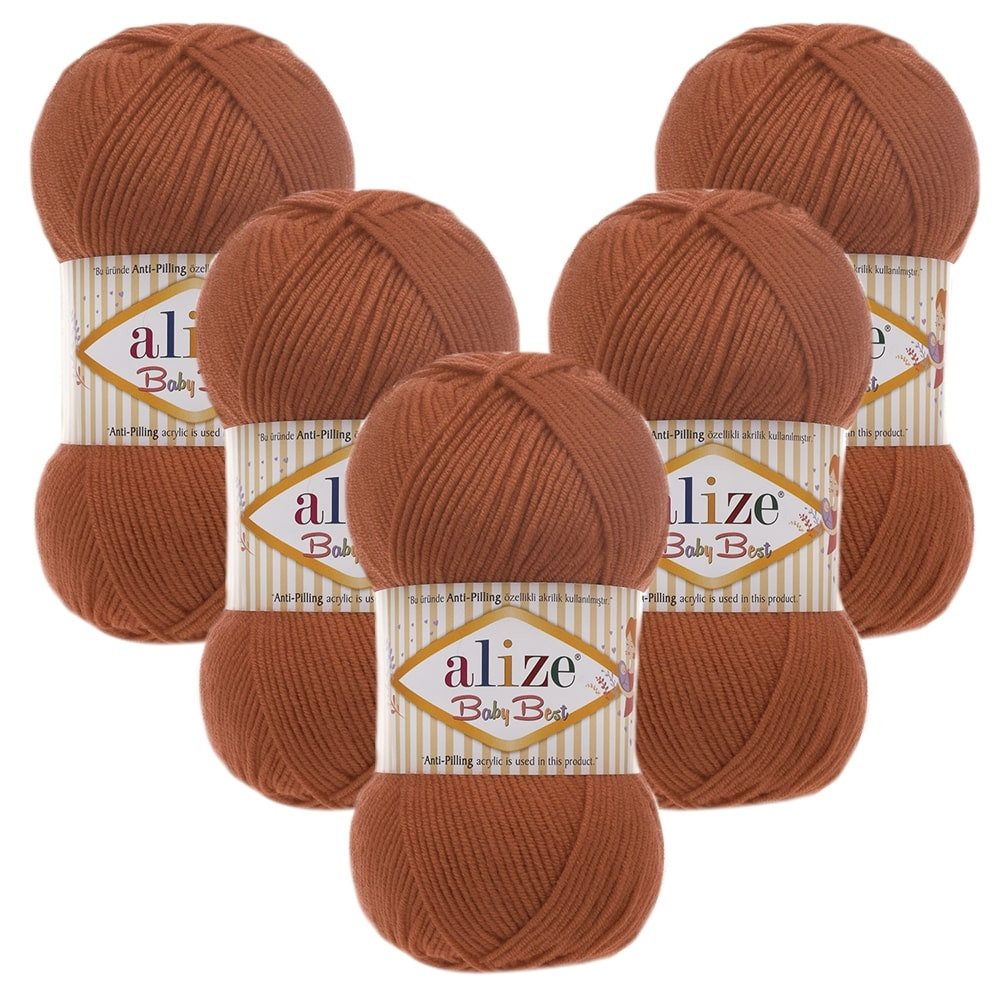 Alize 5 x ALIZE Baby Best 408 Carrot Häkelwolle, 240 m, Babywolle,Viskose,Anti-Pilling,Babygarn