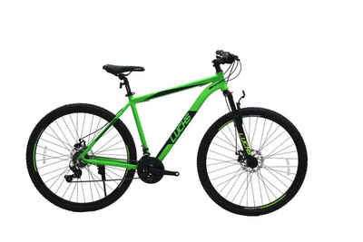 LUCHS Mountainbike 29 Zoll Hardtail MTB Mountainbike Fahrrad ALU Rahmen Neon-Grün, 21 Gang SHIMANO, Rahmengröße 21" (52cm)