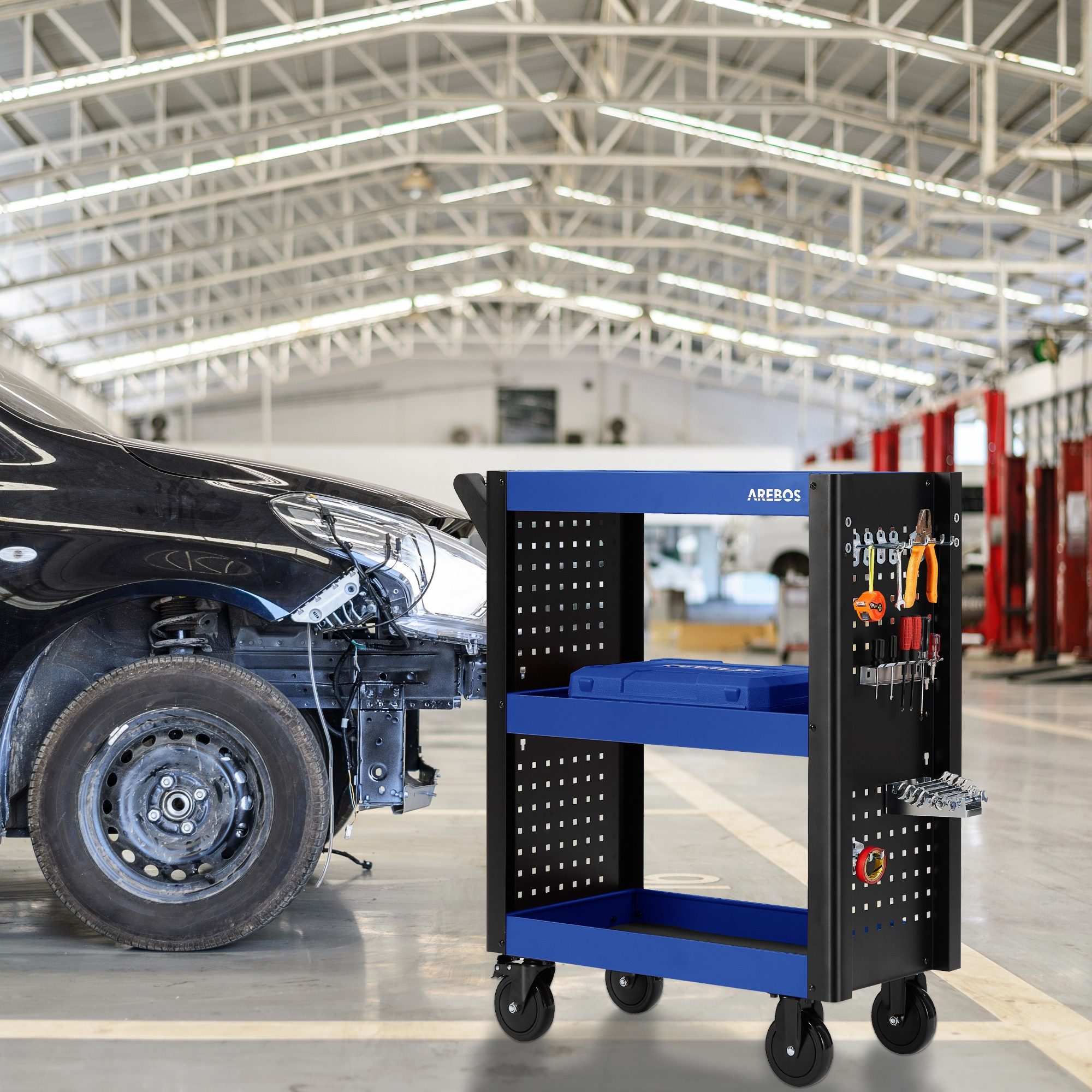 Arebos Werkstattwagen Servicewagen Multifunktionaler Etagenwagen, 3 Etagen, günstig online kaufen