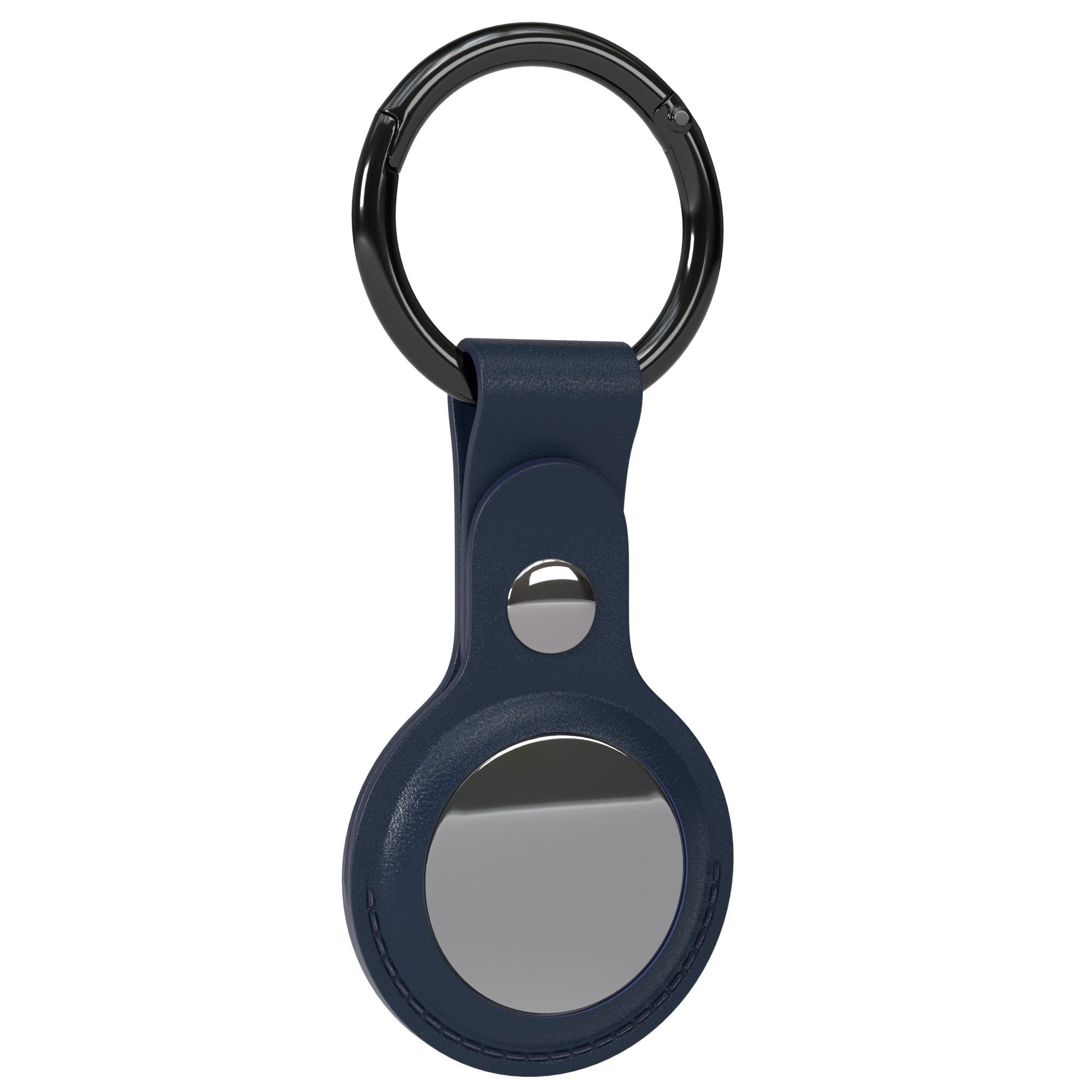 kompatibel CASE Hülle Schlüsselanhänger mit Anhänger aus Airtag EAZY AirTag, Kratzfest Schlüsselanhänger Schutz Blau Kunstleder Apple