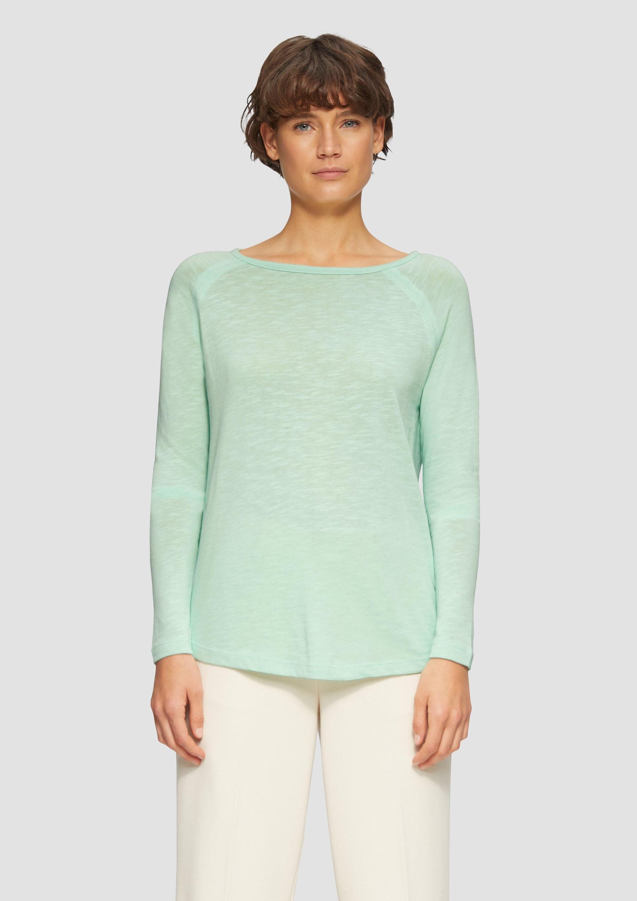 s.Oliver Langarmshirt T-Shirt Langarmshirt mit Raglanärmeln und Flammgarnst günstig online kaufen