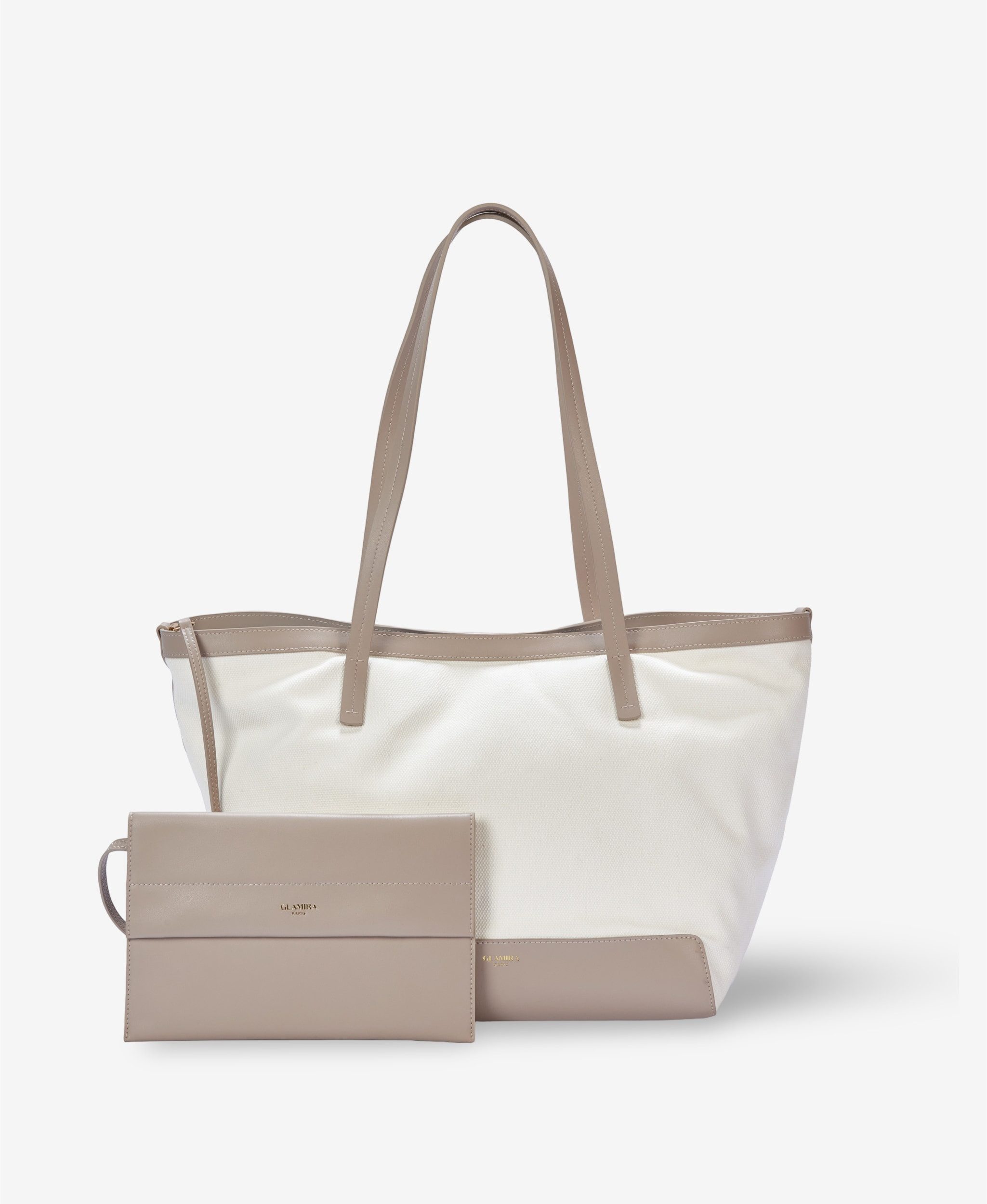 GLAMIRA Schultertasche DailyCompanion Weiße Schultertasche (Set, 2-tlg), echt Leder, Bio-Baumwolle