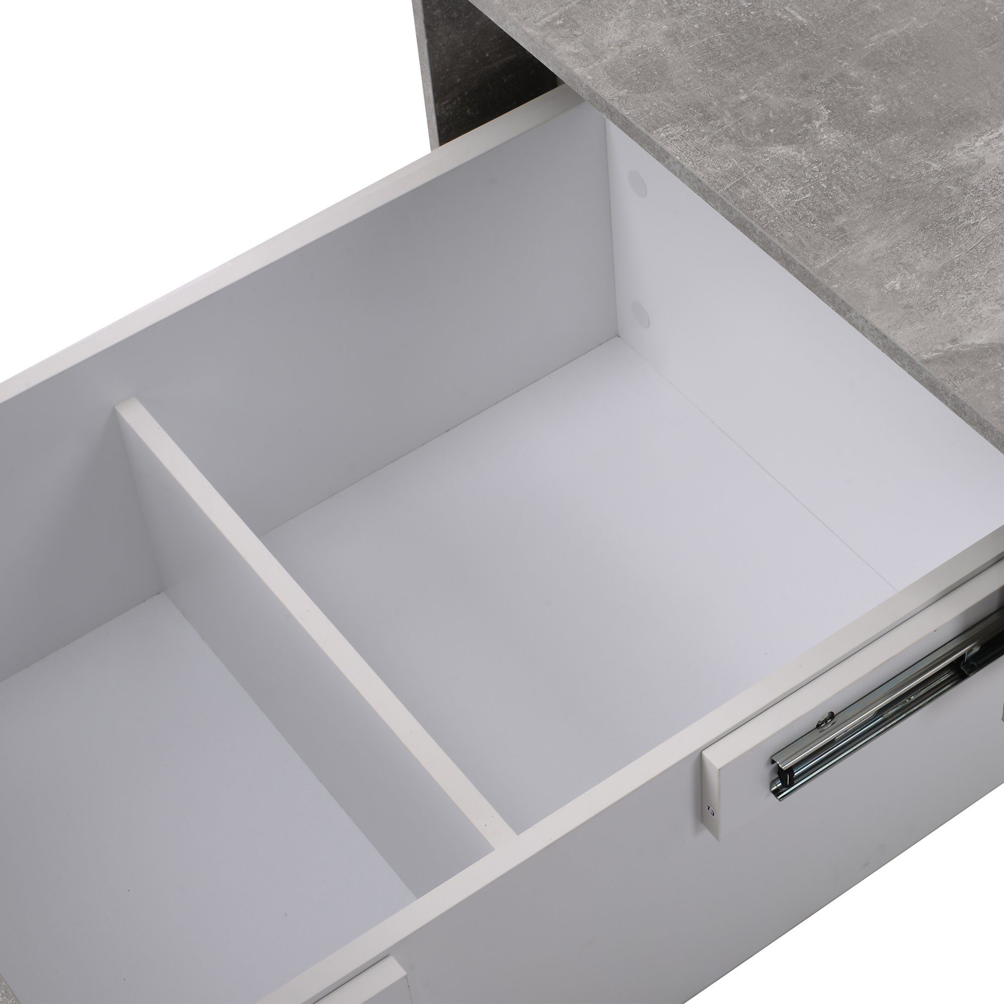 Couchtisch, Wohnzimmertisch ausziehbar, mit 2 Staufächern, (102-159)x60x40cm, Grau