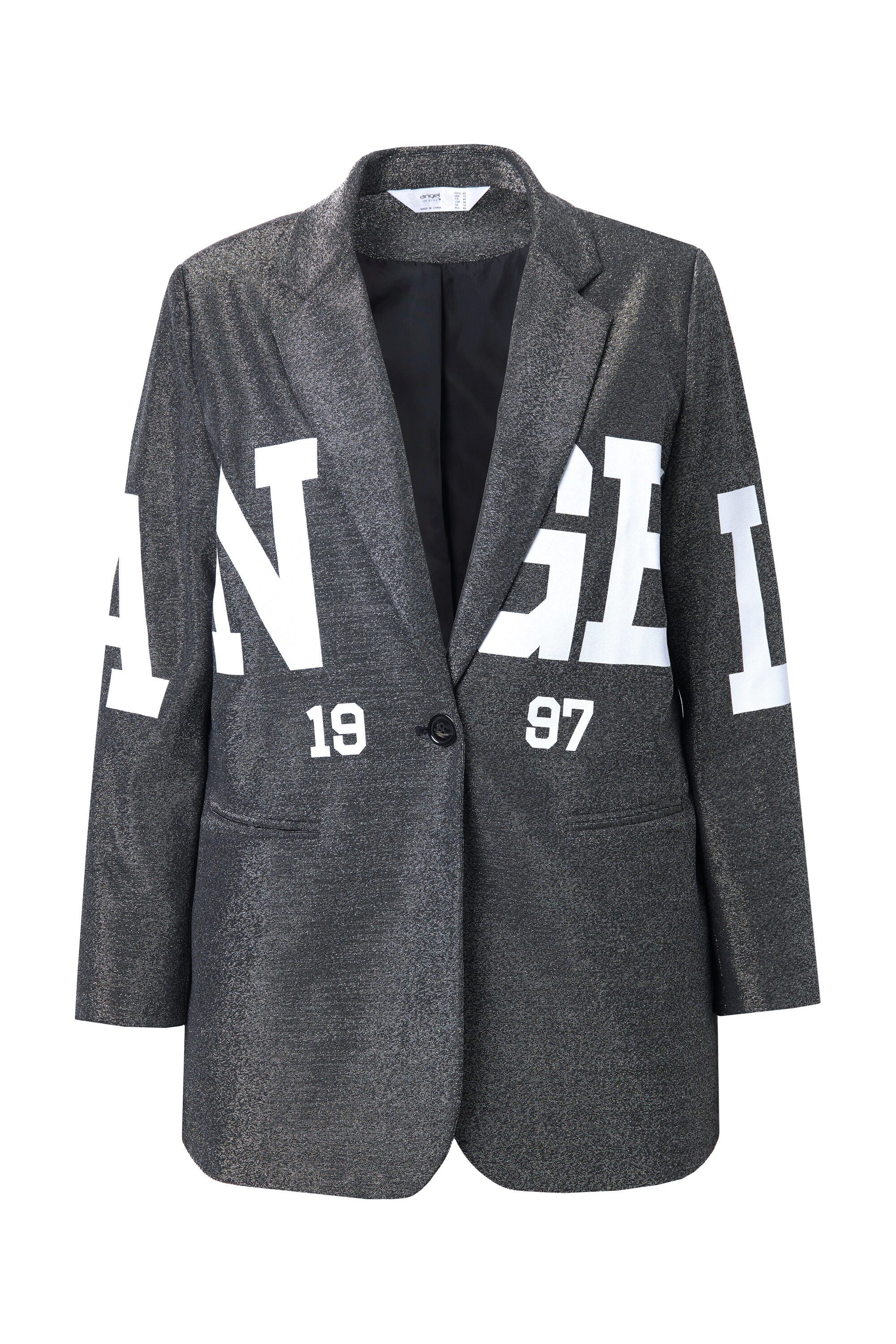 Angel of Style Blusenblazer Blazer Straight Fit Glitzer Buchstaben-Applikat günstig online kaufen
