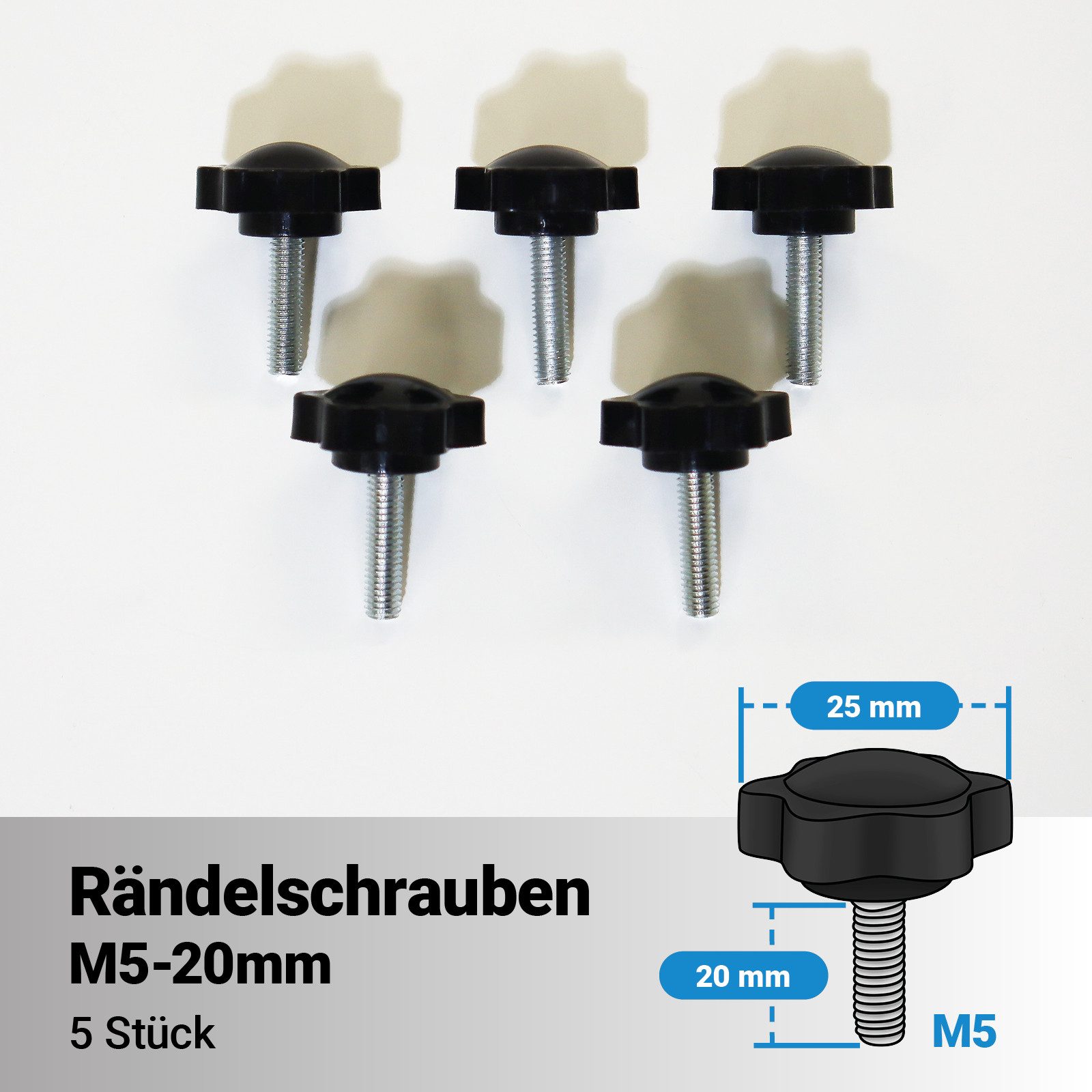 Bituxx Stockschraube 5x Stockschraube M5 - 20 mm, (MS-20020)