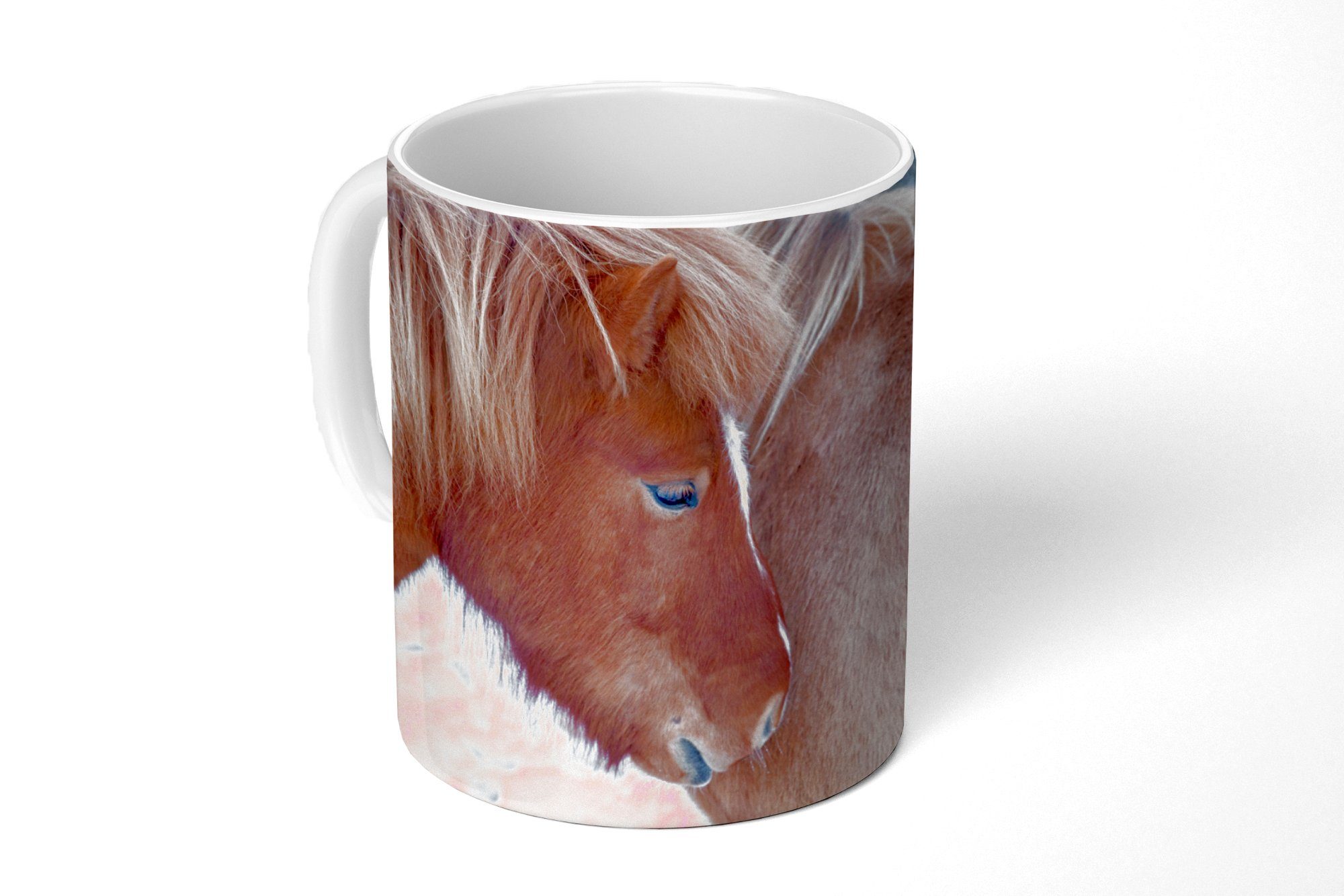 MuchoWow Tasse Pferde - Fohlen - Schnee, Keramik, Kaffeetassen, Teetasse, Becher, Teetasse, Geschenk | Tassen