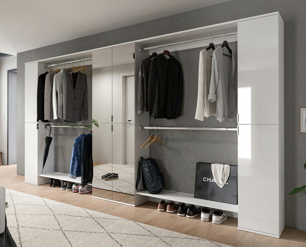 xonox.home Garderoben-Set Garderoben Set Projekt X mit Zwischenelement weiß Hochglanz 5-teilig, (5-St)