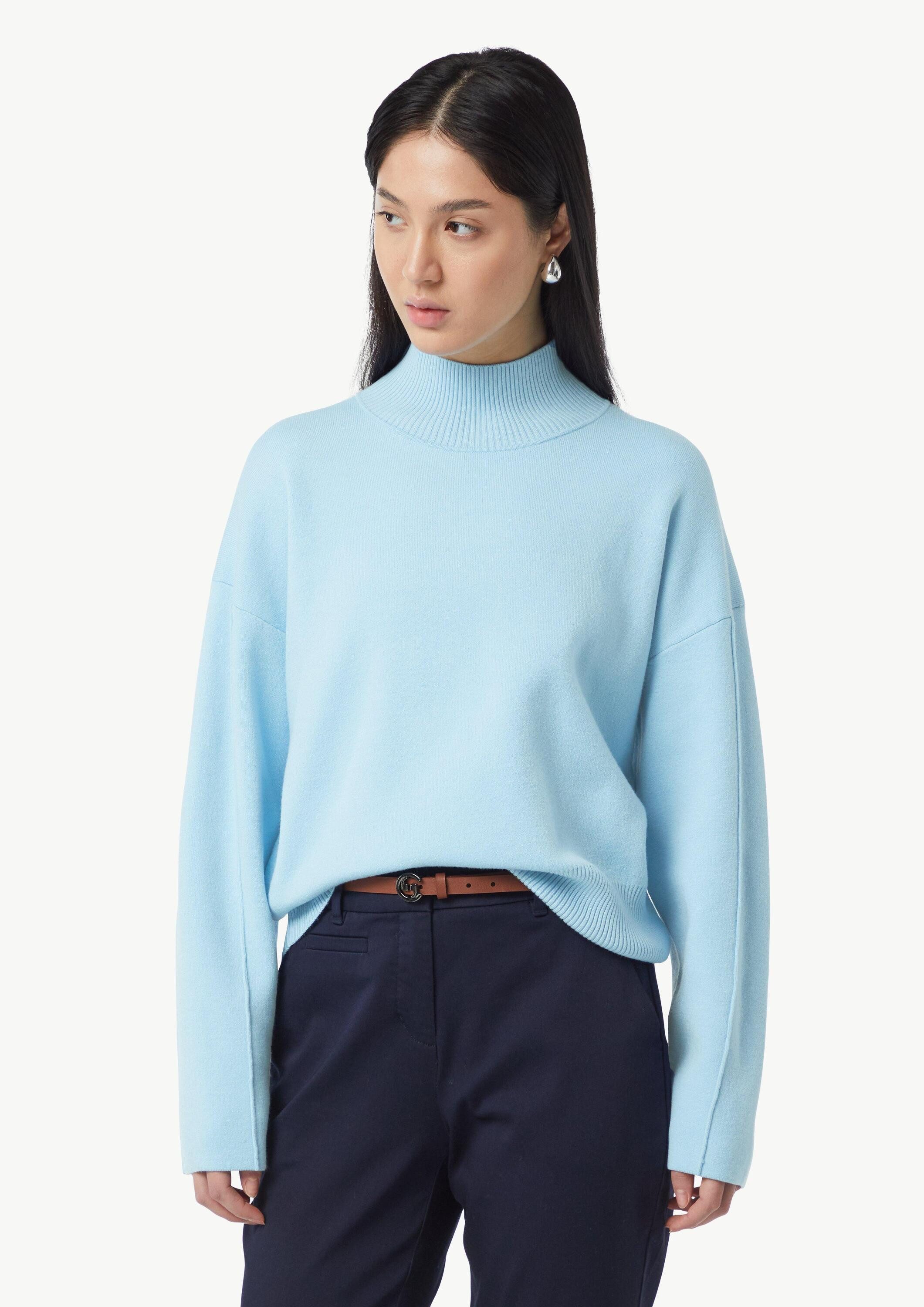 comma Longpullover Strickpullover Strickpullover mit Stehkragen und Biesen günstig online kaufen