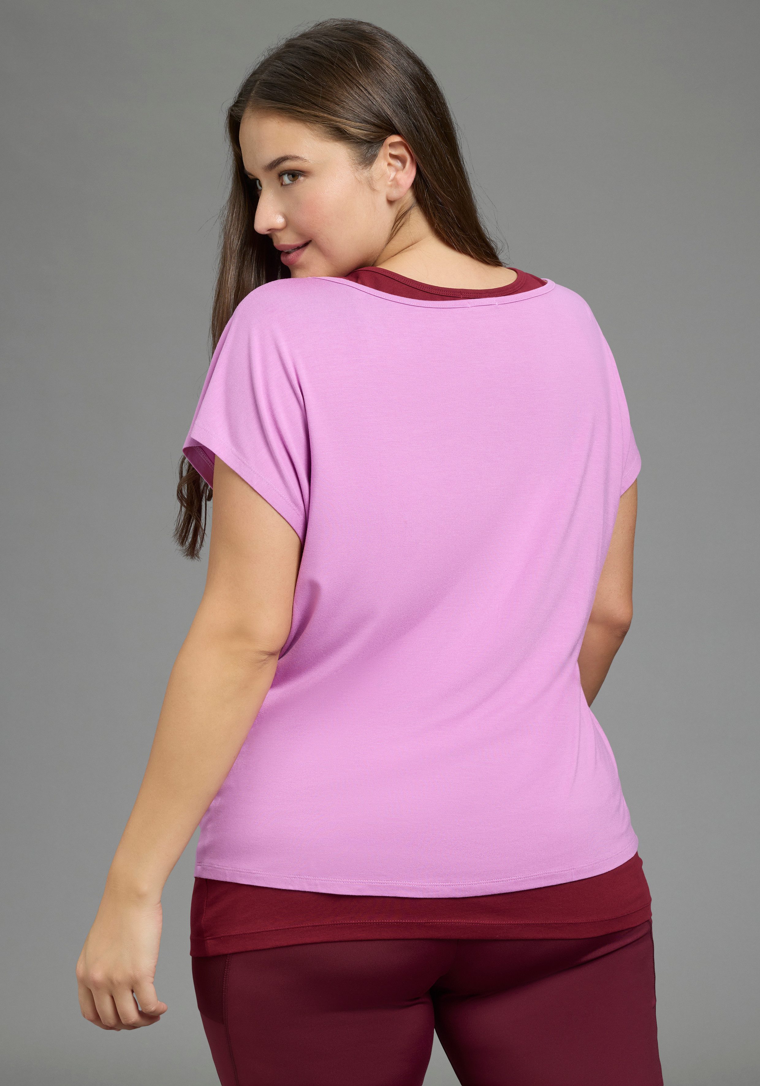 Laura Scott CURVE Yoga & Relax Shirt Große Größen (Set, 2) im 2er-Set, mit Rundhalsausschnitt, aus Jersey, unifarben