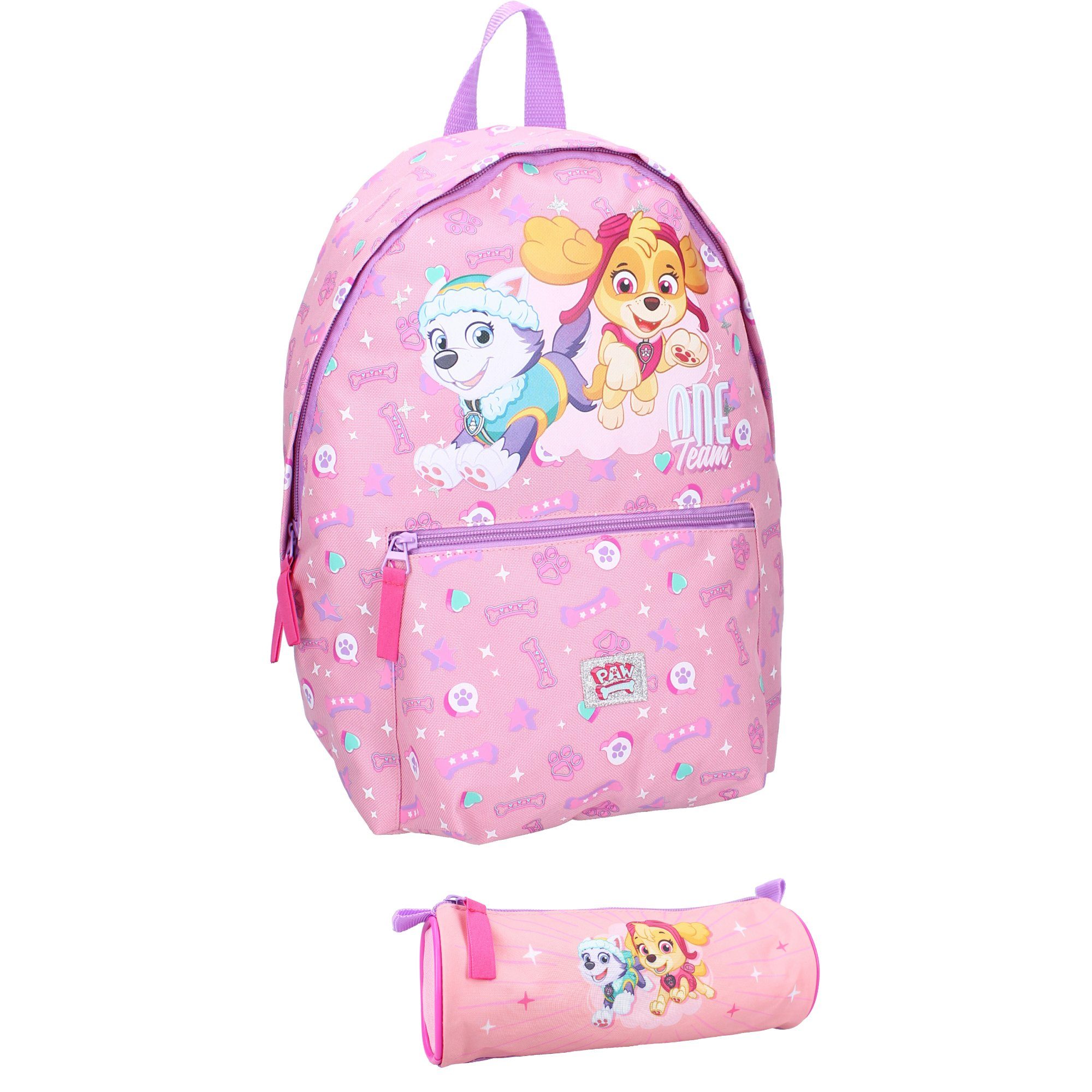 PAW PATROL Kinderrucksack Paw Patrol Mädchen Kinder Rucksack mit Federmäppchen, Gr. 35x25x11 cm