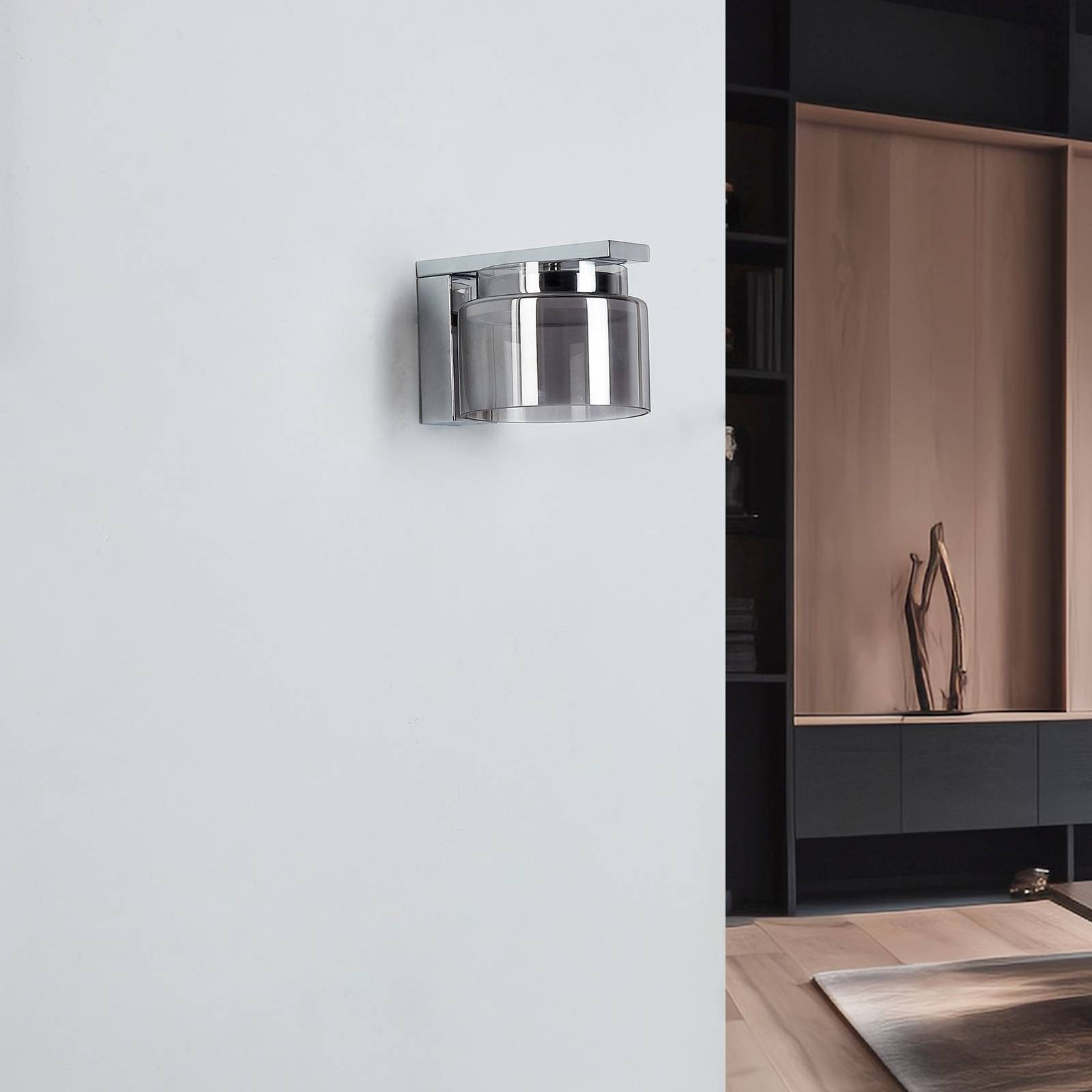 Lucande Wandleuchte Diano, LED, Glas Alu warmweiß IP20, 1 x 8 W LED, warmweiß