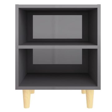furnicato Nachttisch mit Massivholz-Beinen Hochglanz-Grau 40x30x50 cm
