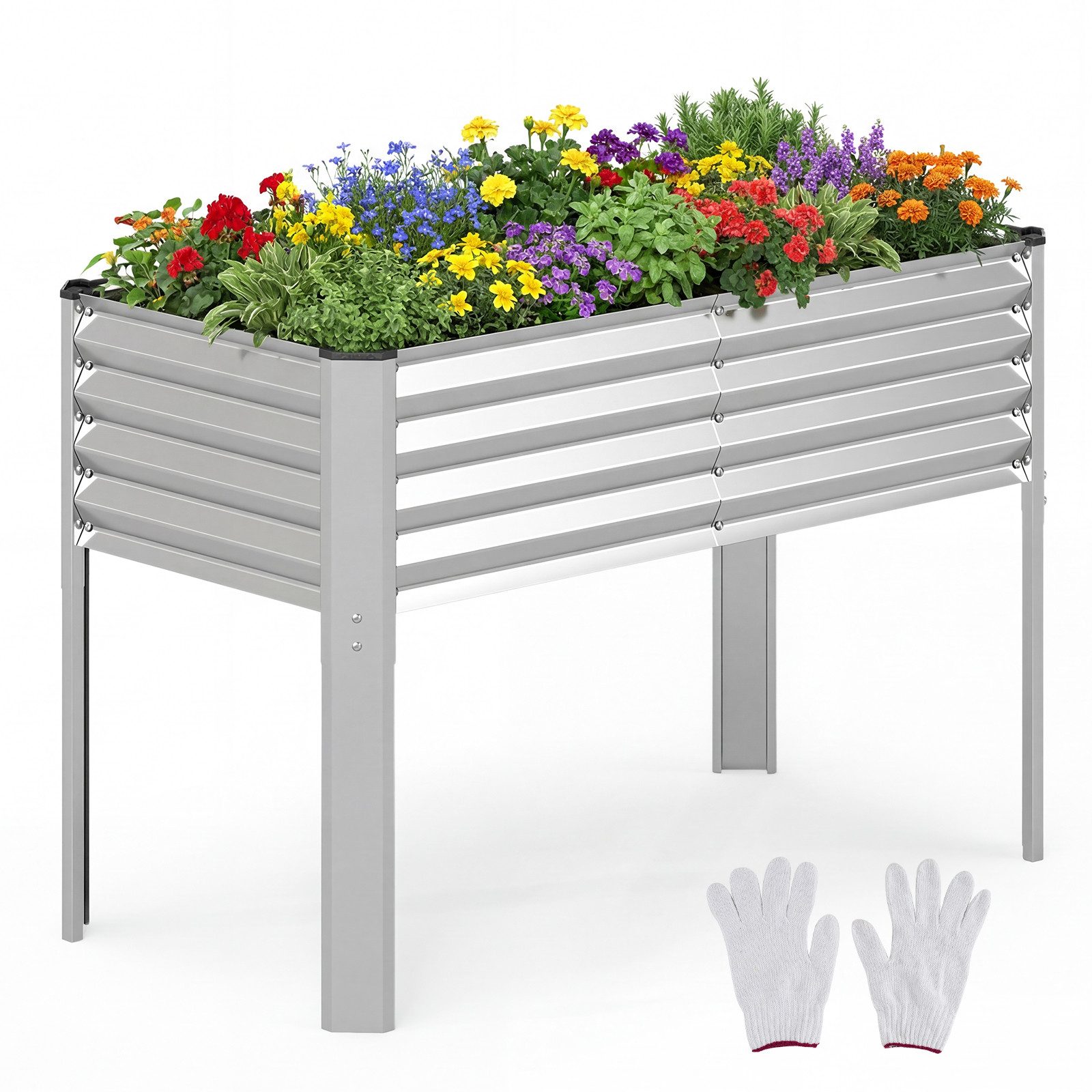 COSTWAY Blumenkasten, Hochbeet, erhöhtes Gartenbeet, Metall, für Garten