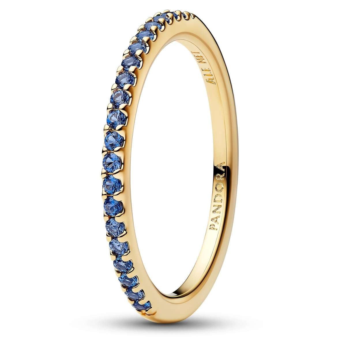 Pandora Fingerring 162999C02, Damenring Funkelndes Blau Halber Ewigkeits-Ring