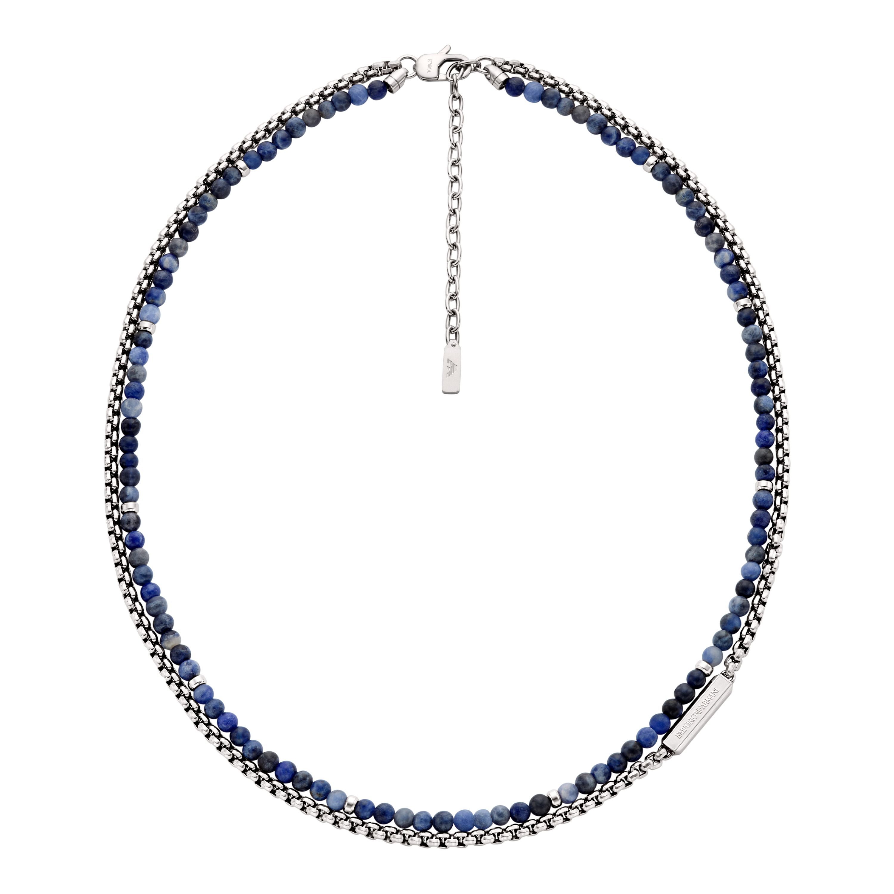 Emporio Armani Kette ohne Anhänger Schmuck Geschenk Edelstahl, mit Sodalith oder Achat