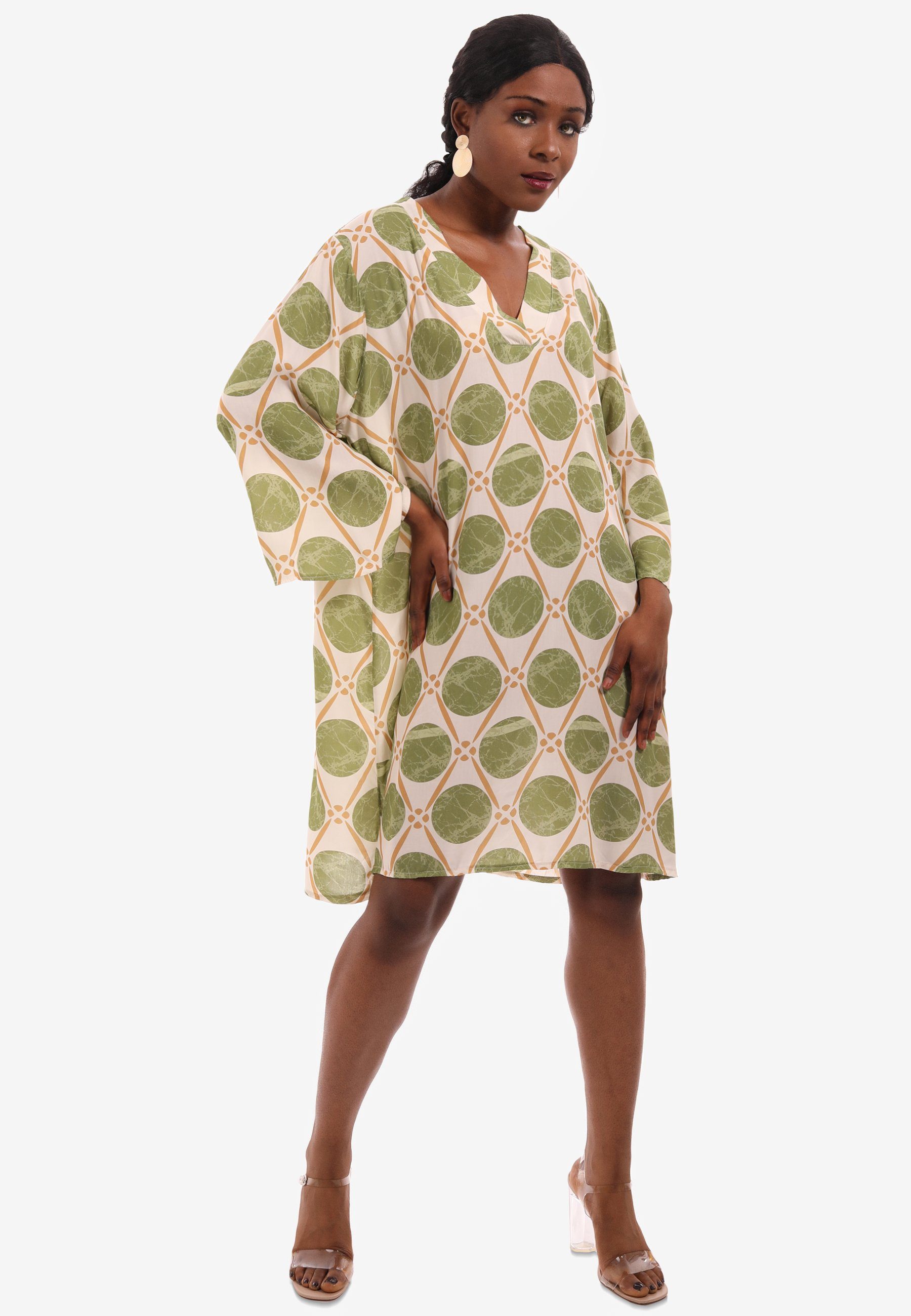 YC Fashion & Style Tunikakleid Sommerliche Oversized Damen Tunika -  V-Ausschnitt mit allover Print, aus Viskose