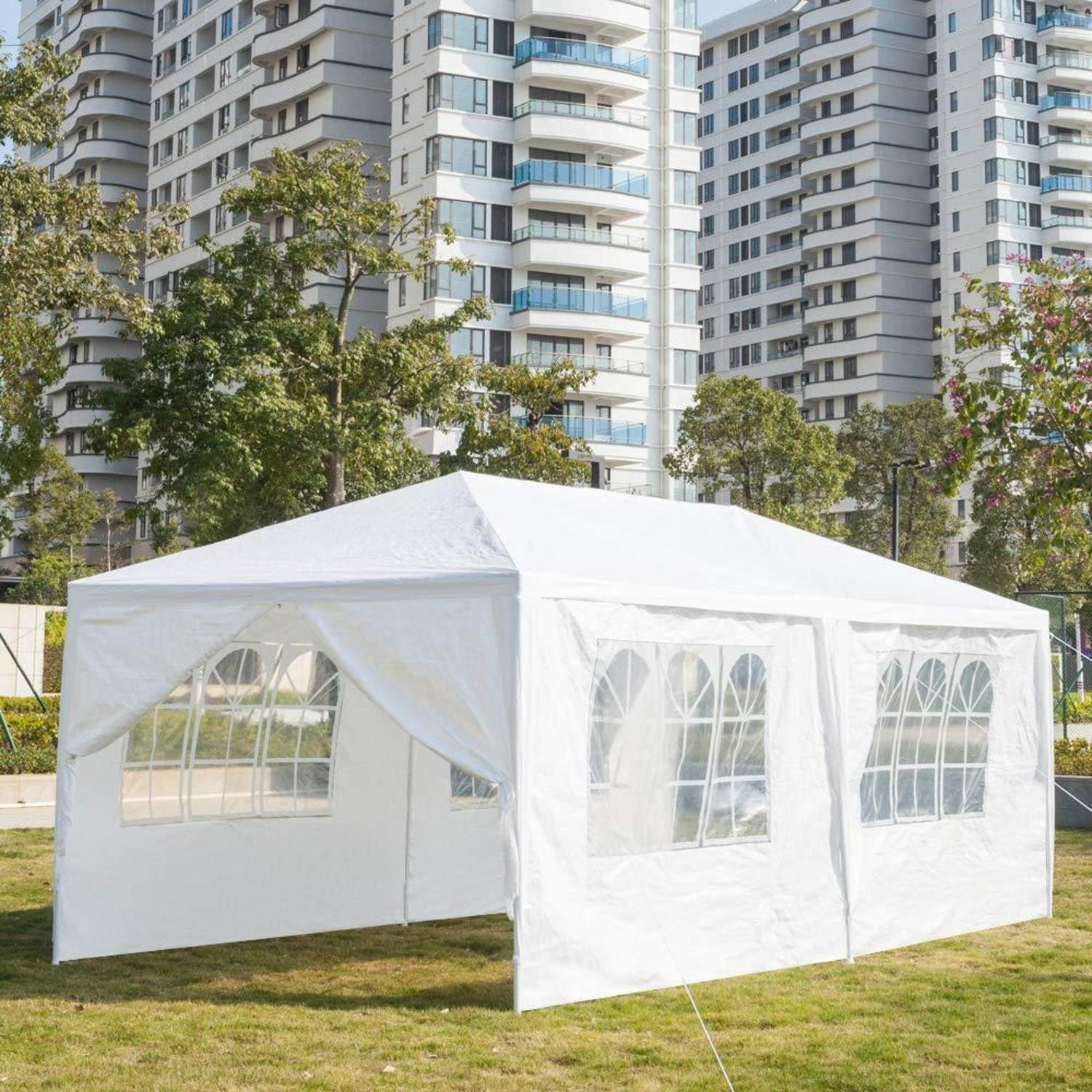 LuxusKollektion Partyzelt Pavillon 3x6m Weiss Wasserdicht mit 6 Wänden