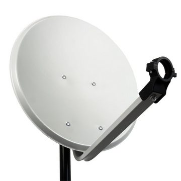 PremiumX Mobile Camping SAT Anlage 45cm Antenne Hellgrau Single LNB Stativ SAT-Antenne