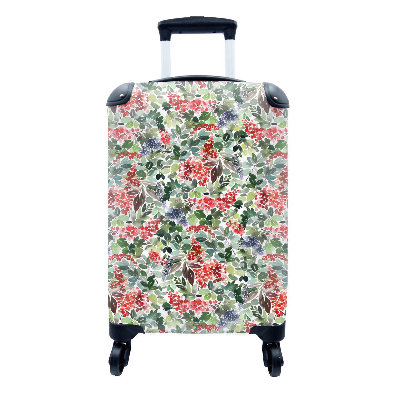 Rollen, MuchoWow Reisetasche Ferien, Handgepäck Aquarell Trolley, Handgepäckkoffer für rollen, - 4 mit - Weihnachten Reisekoffer Rot,