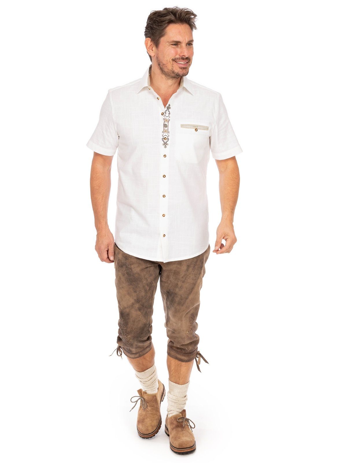 Fit) Kurzarmhemd OS-Trachten (Regular Trachtenhemd weiß 421002-3949-1