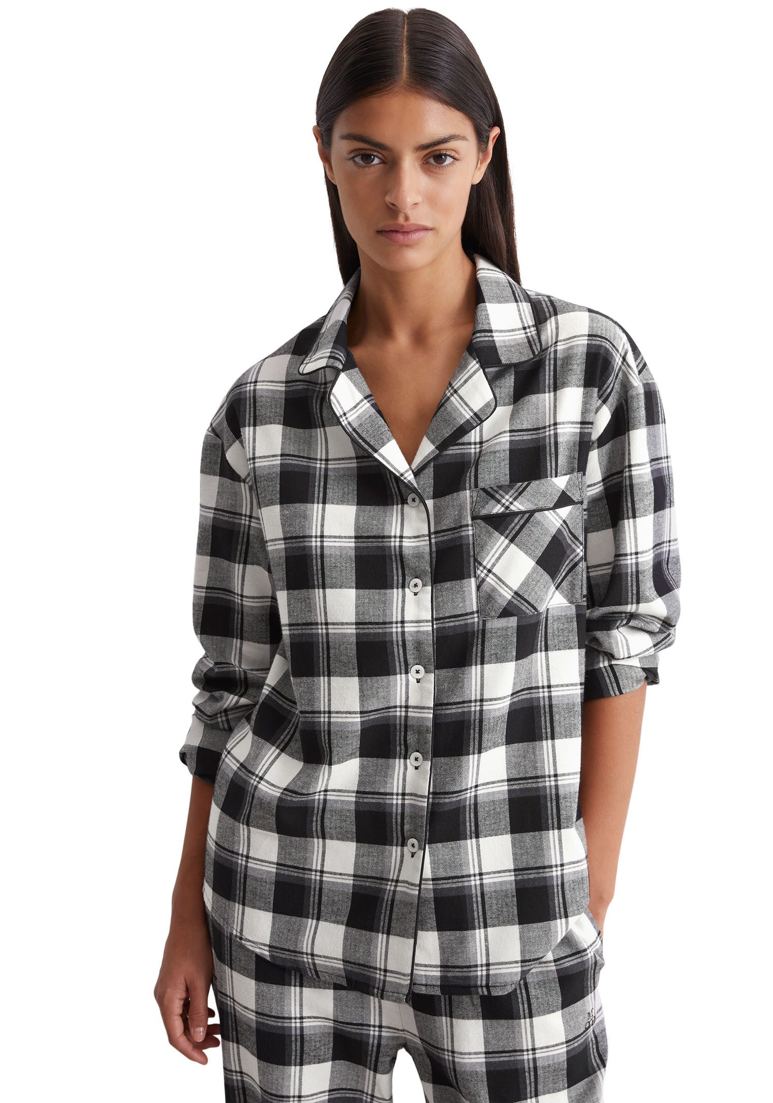 Marc O'Polo Pyjamaoberteil Homey Flanne Karo-Muster, günstig online kaufen