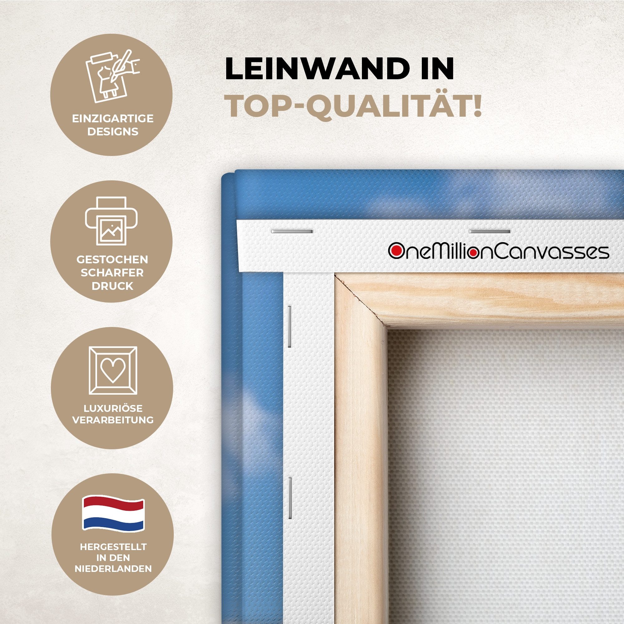 OneMillionCanvasses® Leinwandbild Gummiente - Hart im Nehmen - Wellen, Fotodruck (1 St), Leinwandbilder XXL für Wohnzimmer 90x140 cm
