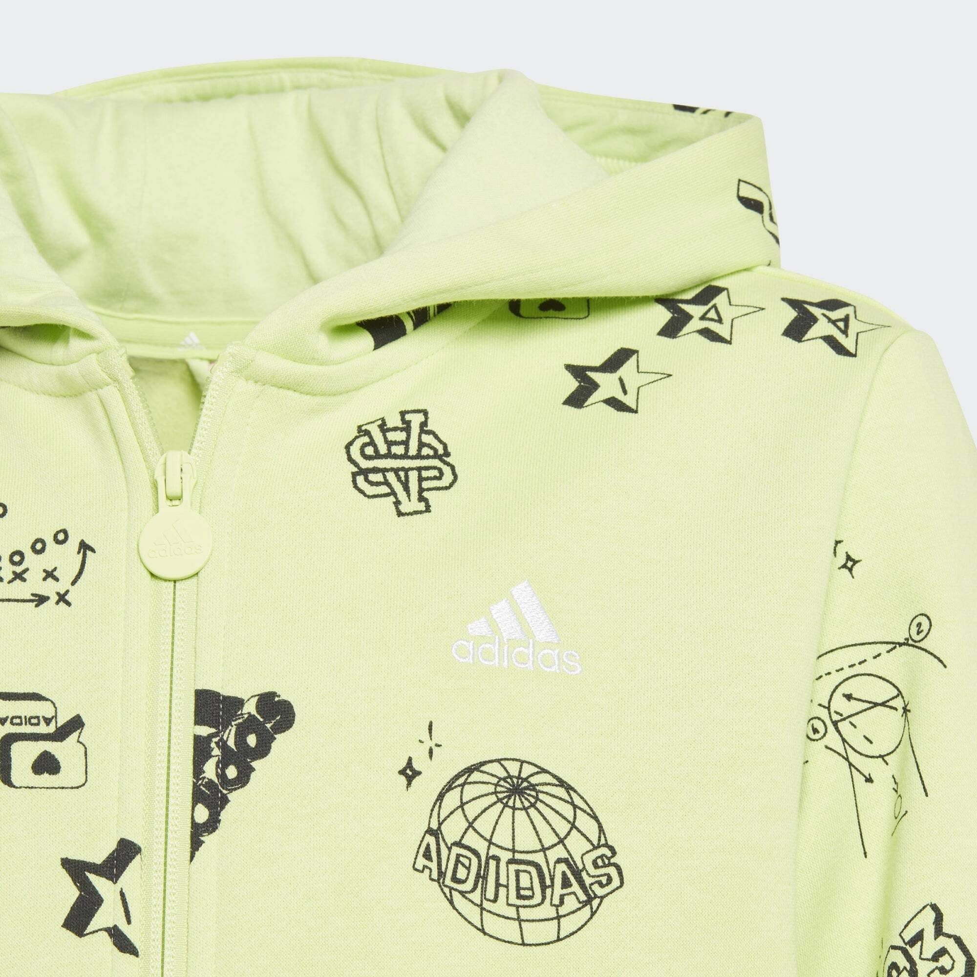 adidas Sportswear Hoodie LOVE ALLOVER BRAND KAPUZENJACKE PRINT pulse lime-black-white KIDS