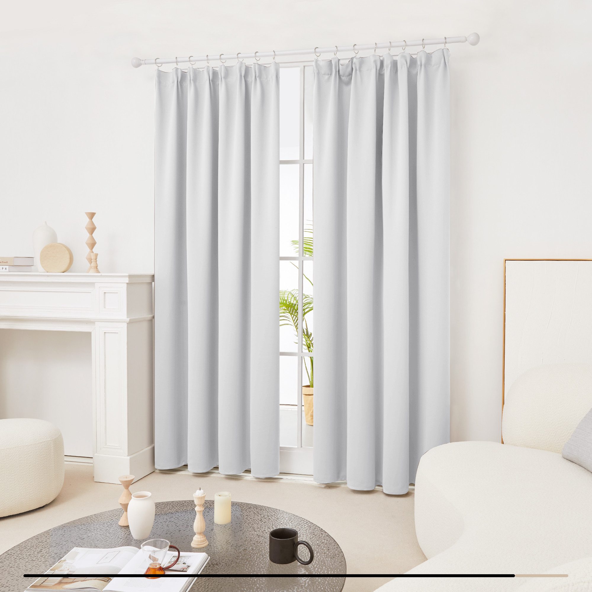 Deconovo Verdunkelungsvorhang Gardinen mit Kräuselband Blickdicht Vorhänge günstig online kaufen