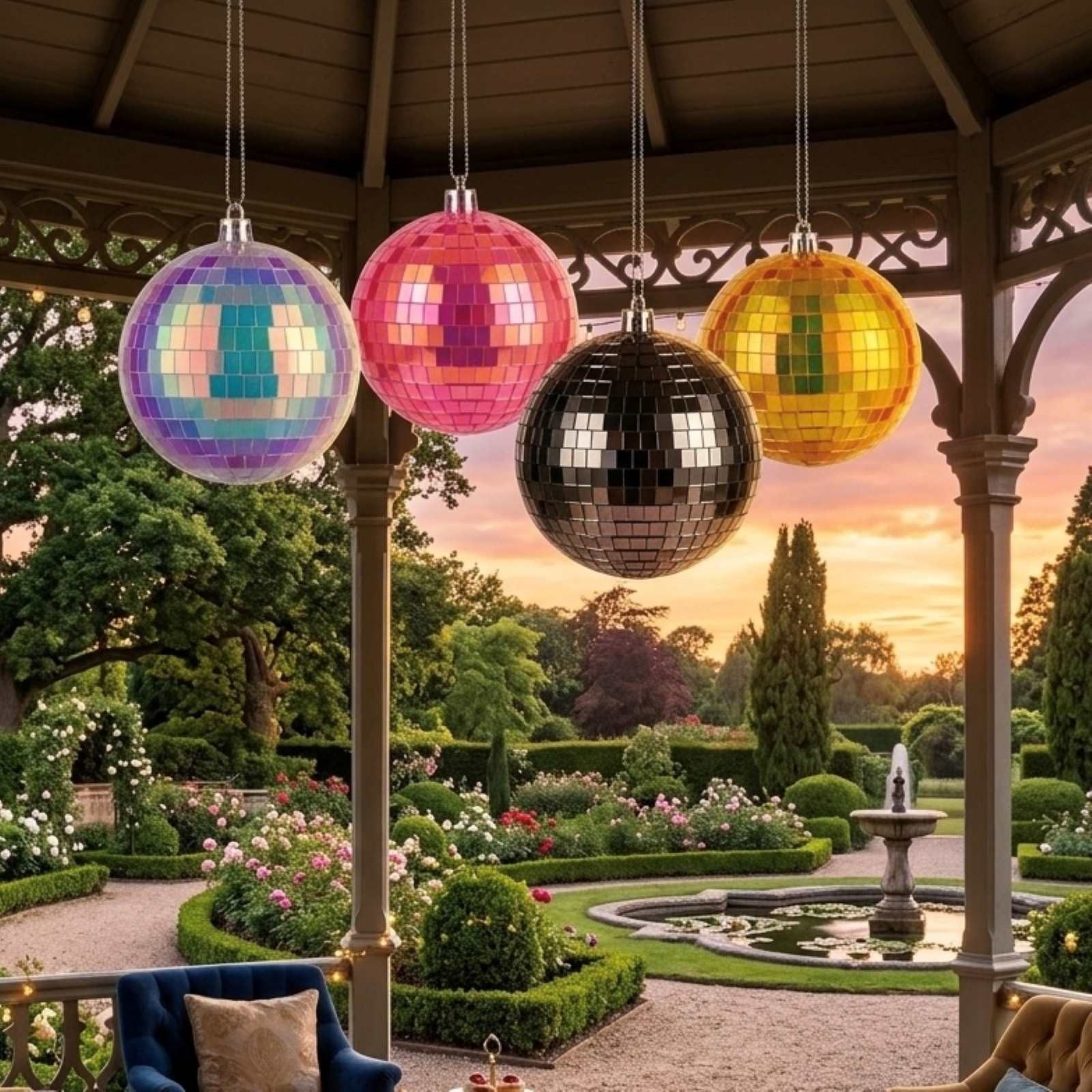 HAC24 LED Kugelleuchte LED Disco-Kugel Spiegelkugel Partylicht Discokugel Lampe, LED fest integriert, mit 10 Micro-LEDs, Ø 15 cm, Batteriebetrieben