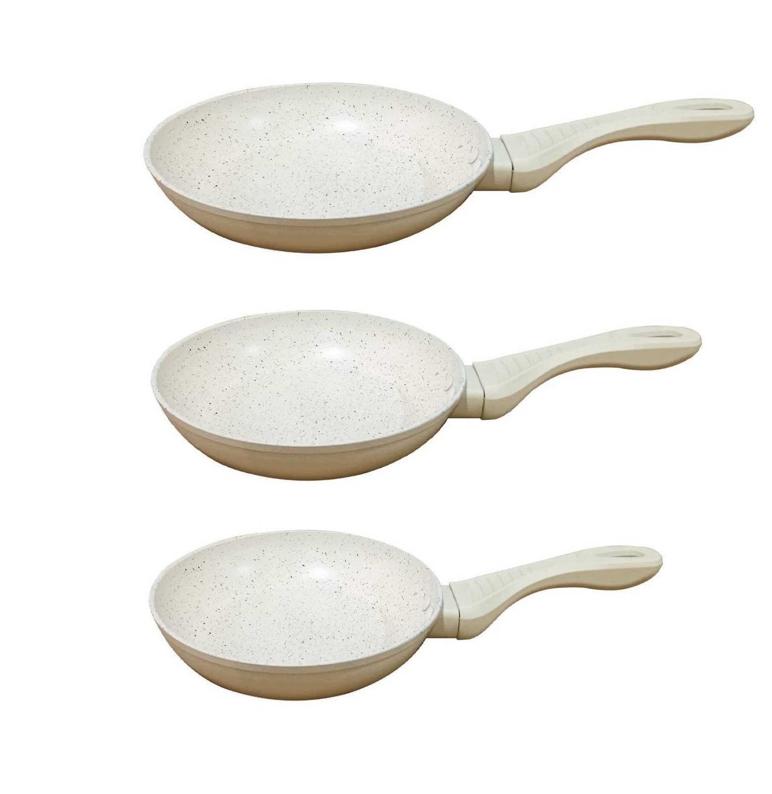 Cheffinger Pfannen-Set Bratpfanne Pfannen Set 3-tlg beschichtet Induktion Cheffinger Beige, Aluminiumguss (Set bestehend aus 3 Bratpfannen)