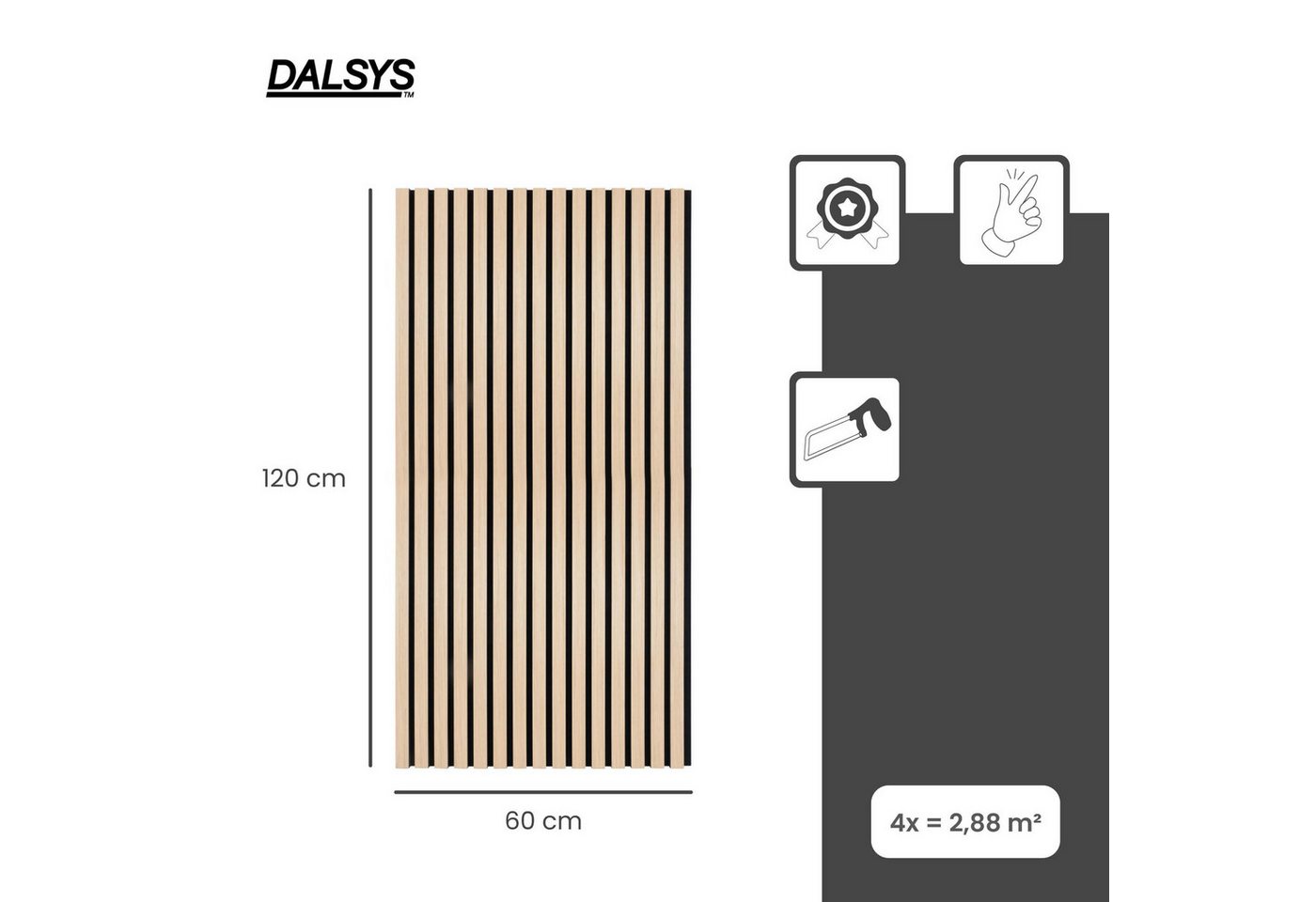 Thumbnail - Dalsys Wandpaneel Akustikpaneele, BxL: 60x120 cm, (DIY Wandgestaltung, Lamellenwand mit Geräuschedämmung, 4-tlg) Wandver...