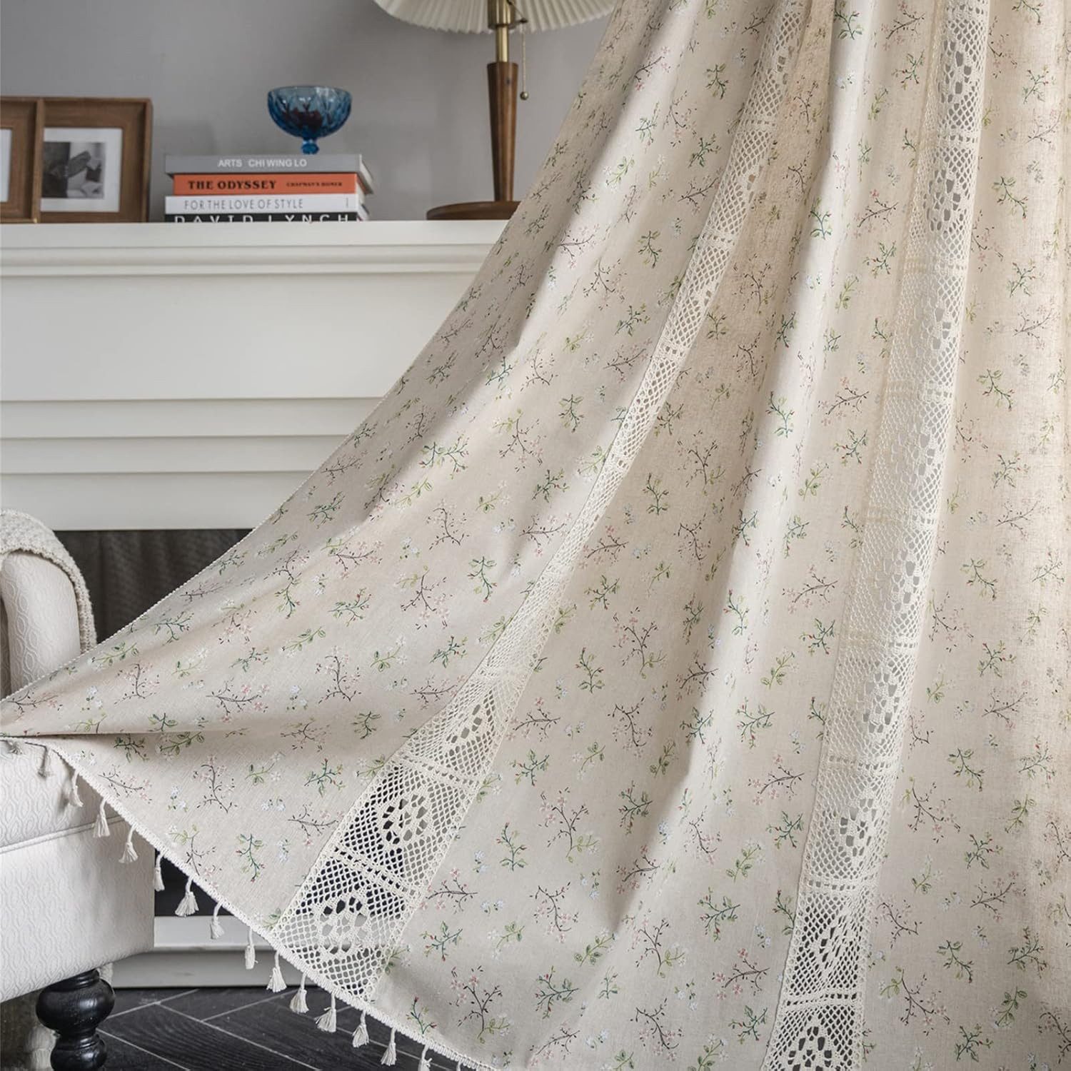 Minicloss Vorhang Boho-Vorhänge, Landhausstil Verdunkelungsvorhänge, Vintage Paneelvorhänge, geeignet für Küche und Wohnzimmer