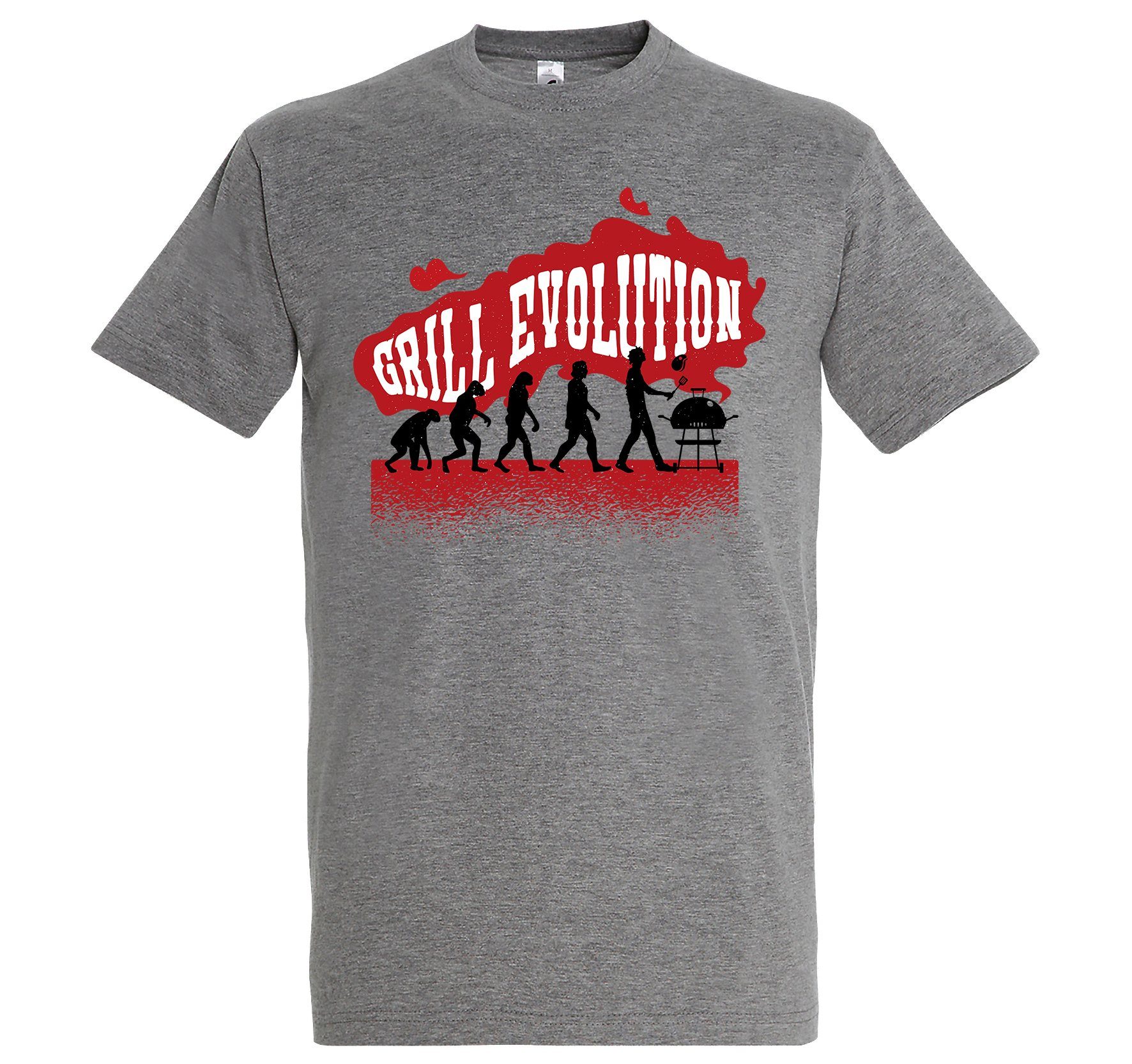 Youth Designz T-Shirt Grillen Evolution Herren Shirt mit lustigem Frontprint Grau