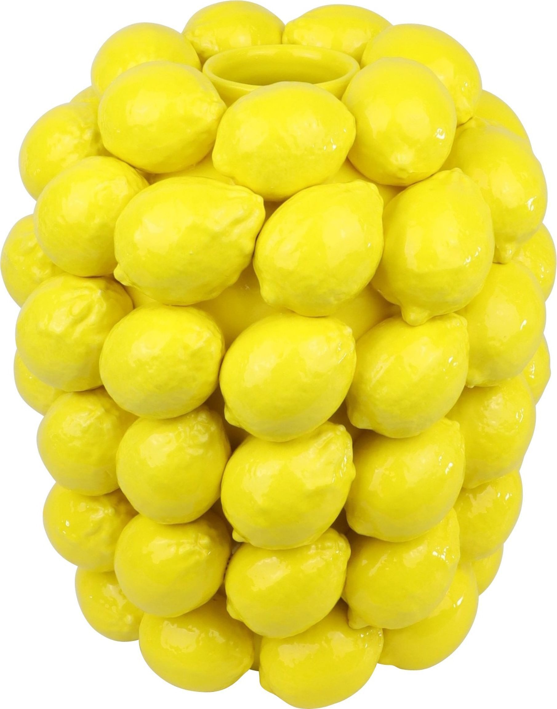 FURNARO Dekovase (1 St), Keramikvase mit aufwendig gearbeiteten Zitronen im 3D-Look