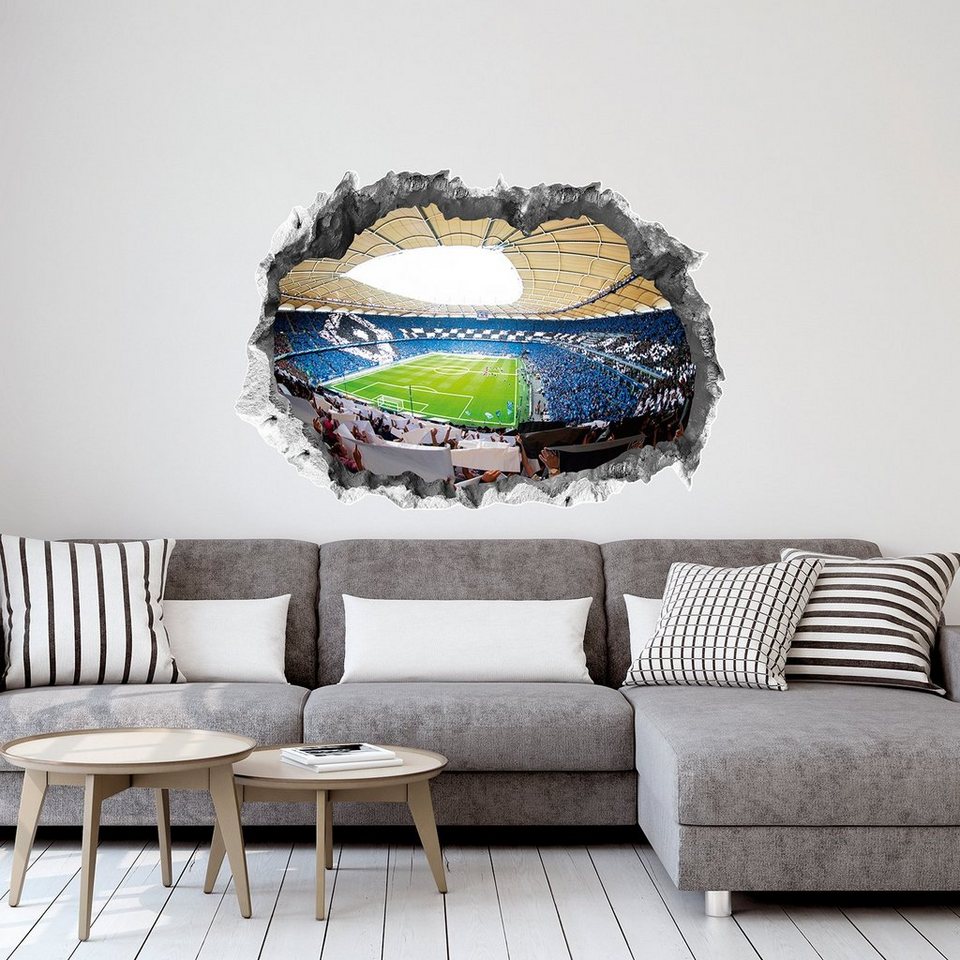 HSV 3D-Wandtattoo Volksparkstadion 70 x 100 cm., Hamburger SV, Mehrfarbig  Tattoo Fussball Stadion, Haftet an nahezu alle glatten Oberflächen